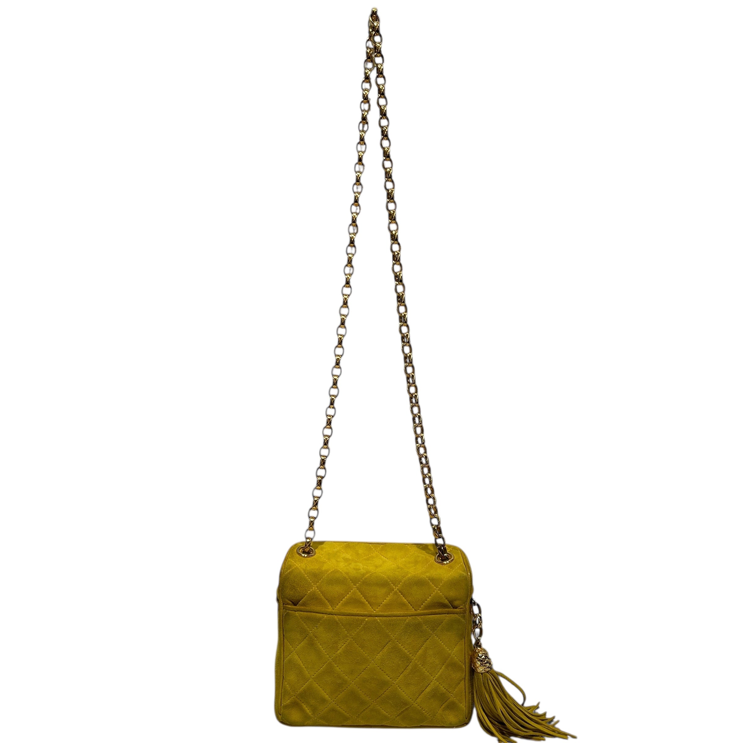 CHANEL/Bag/Suede/YEL/Vintage Bijoux Tassel Camera view 2