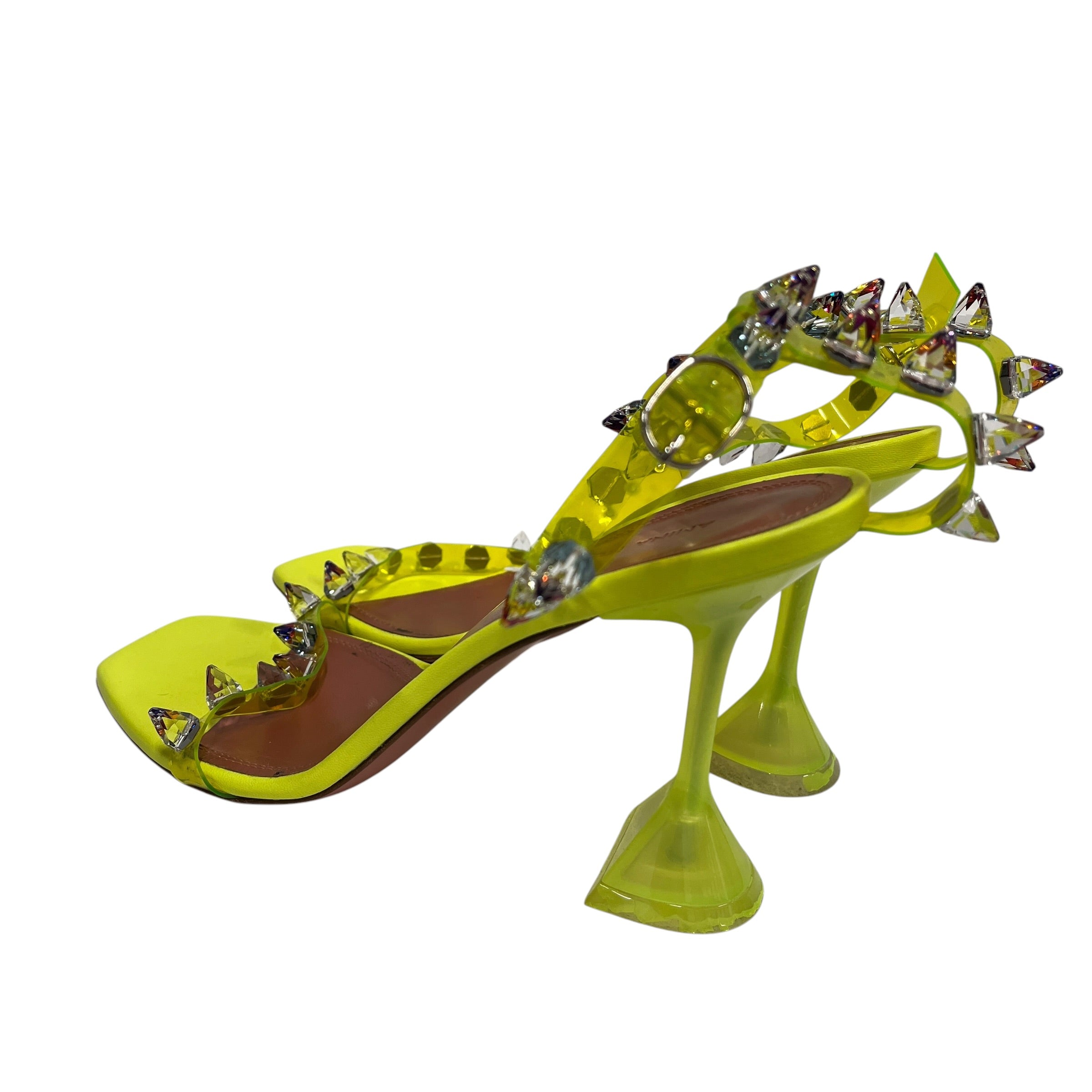 AMINA MUADDI/Heels/EU 39/Acrylic/YEL/Neon Spiked Julia Heel view 2
