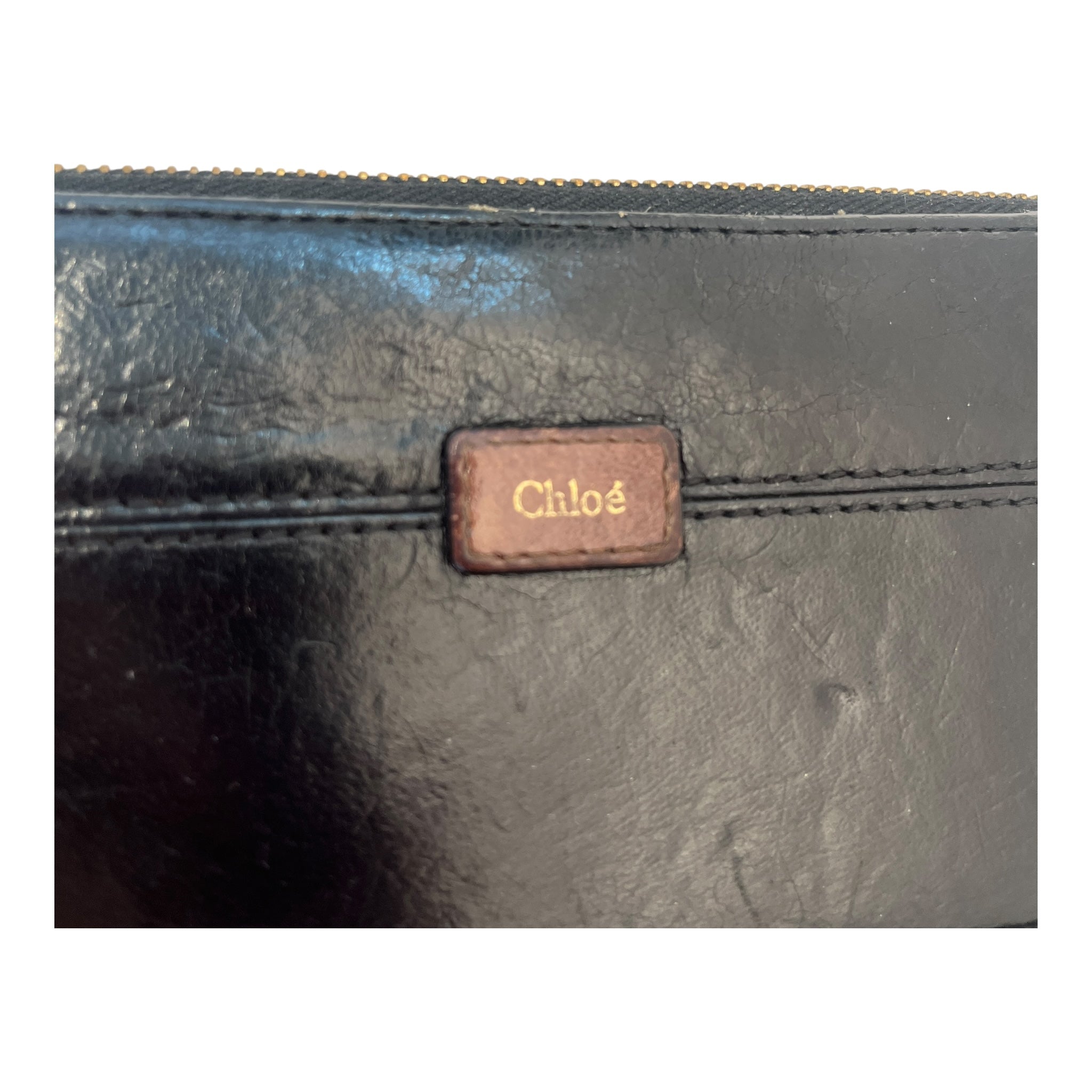 Chloe/Long Wallet/Leather/BLK/BROWN LEATHER PATCH view 4