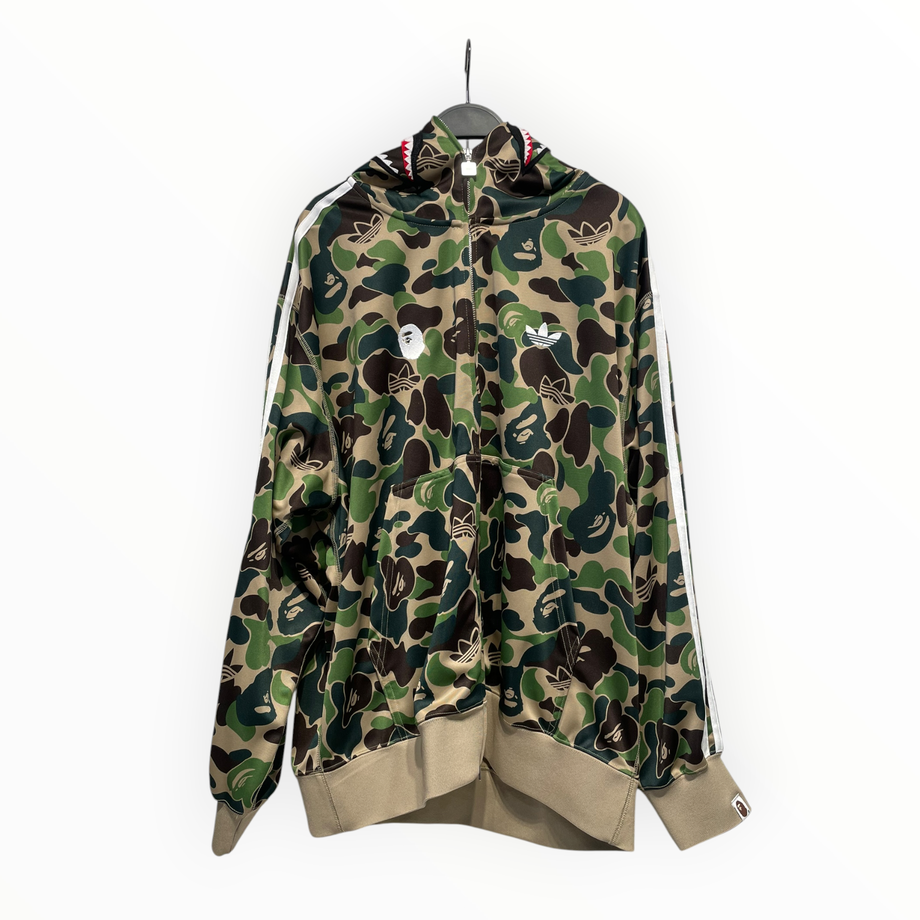 adidas/A BATHING APE/Zip Up Hoodie/L/Camouflage/Polyester/GRN/SHARK ZIP UP view 1