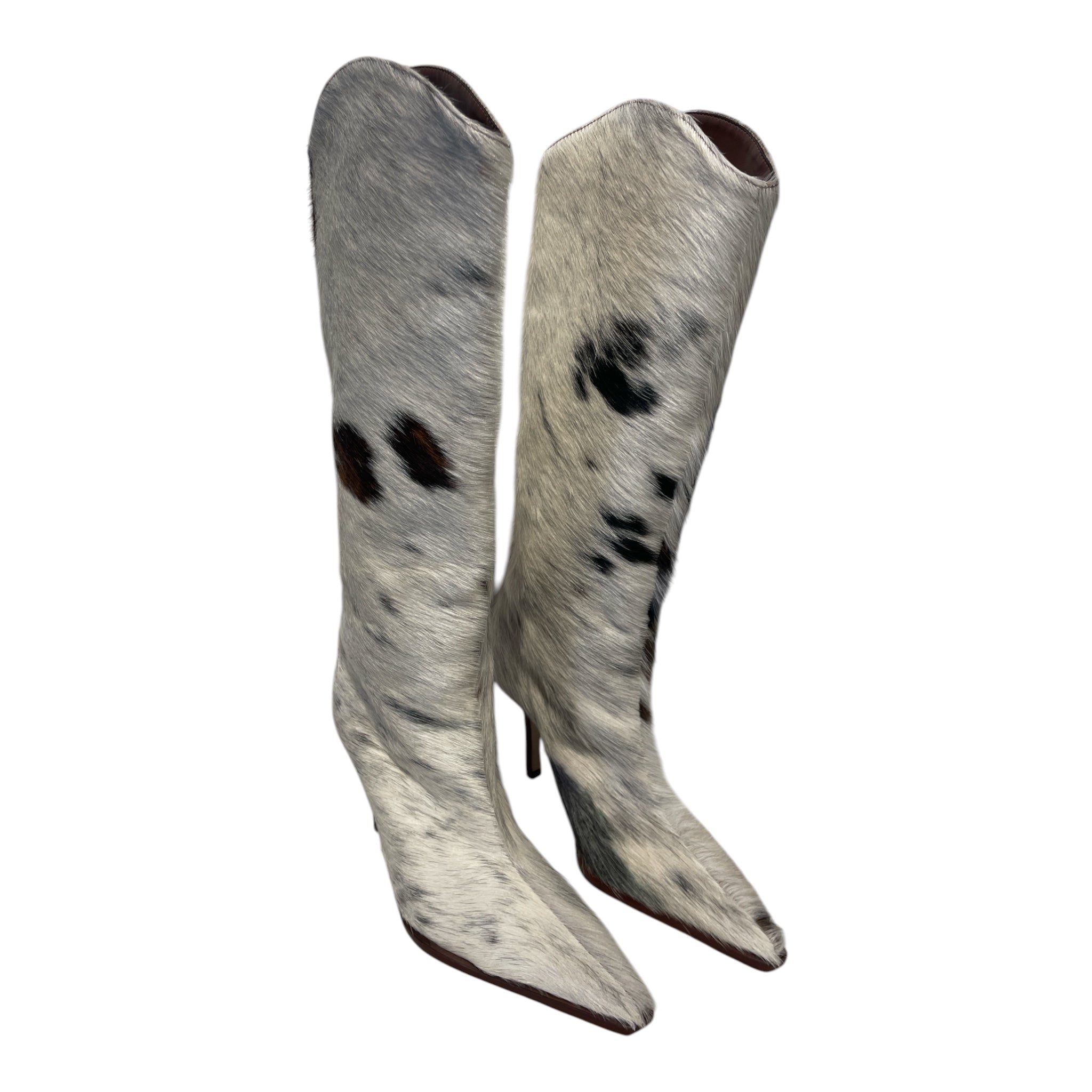 SCHUTZ/Boots/US 6.5/Animal Pattern/Leather/CRM/PONYHAIR KNEE HIGH STILETTO view 1