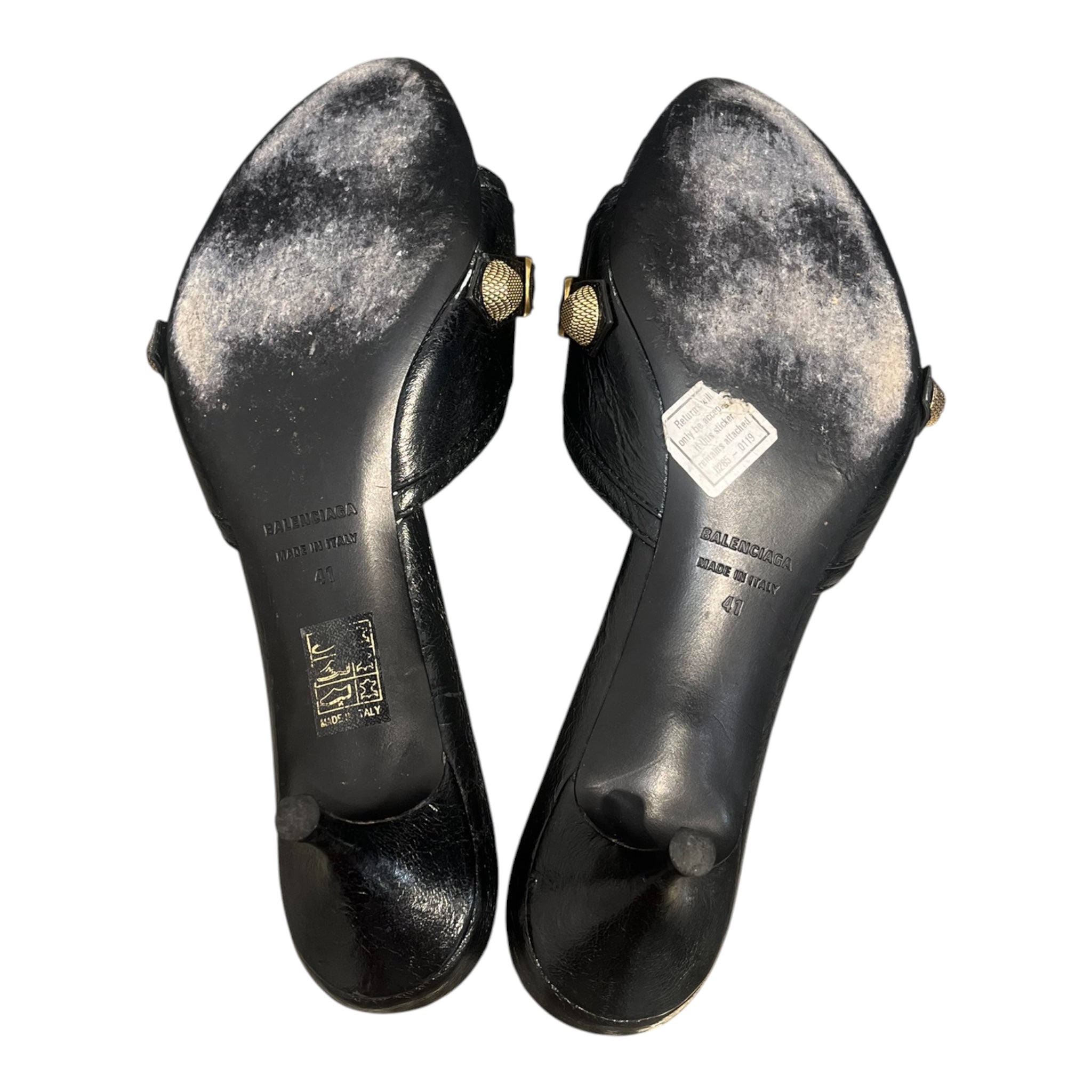 BALENCIAGA/Heels/US 9/Leather/BLK/gold hardare kitten heel view 7
