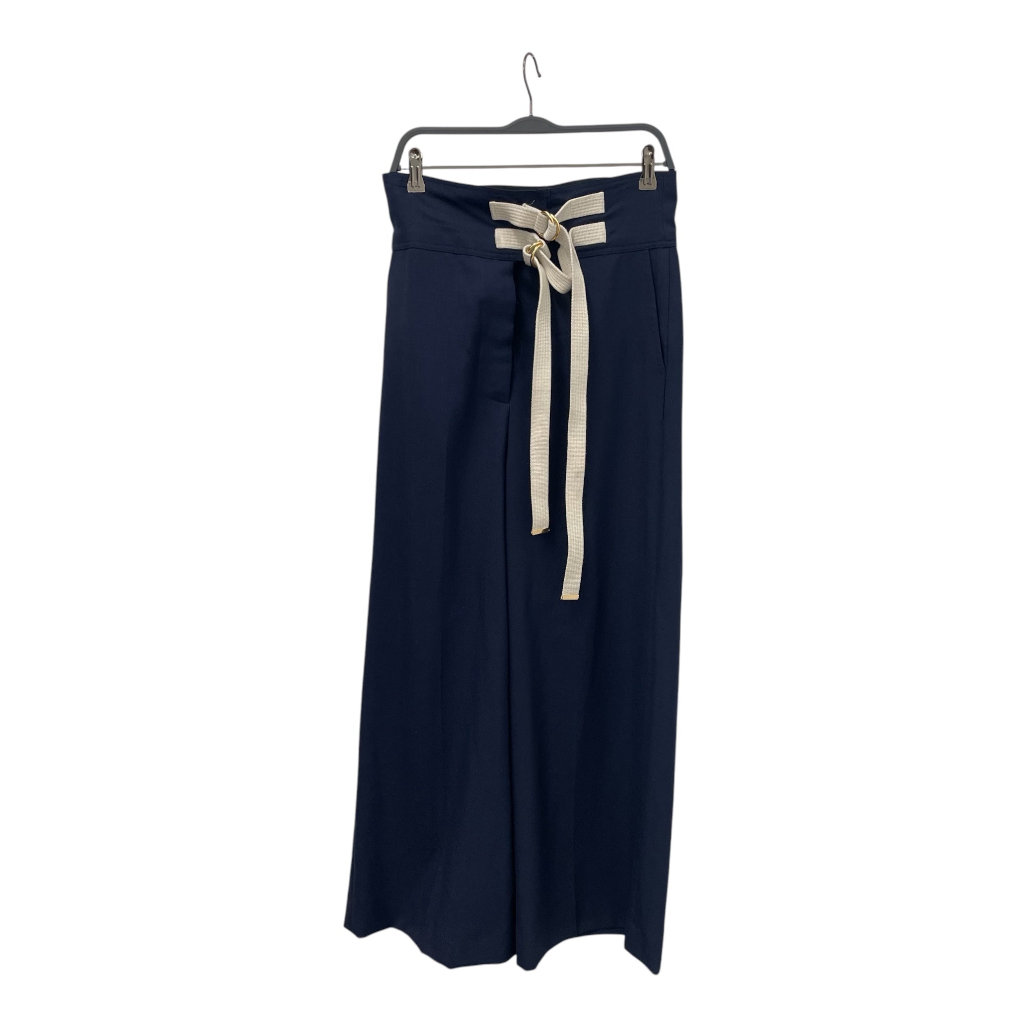 MARNI/Wide Leg Pants/42/NVY/WHT BELT/ GLD BUCKLE/ TROUSER view 1