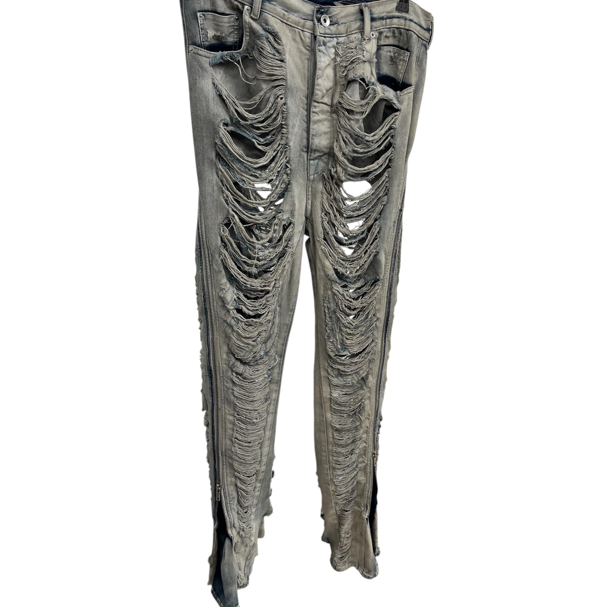 Rick Owens/Pants/32/Cotton/BLU/MINERAL WASH SHREDDED BOLAN view 2