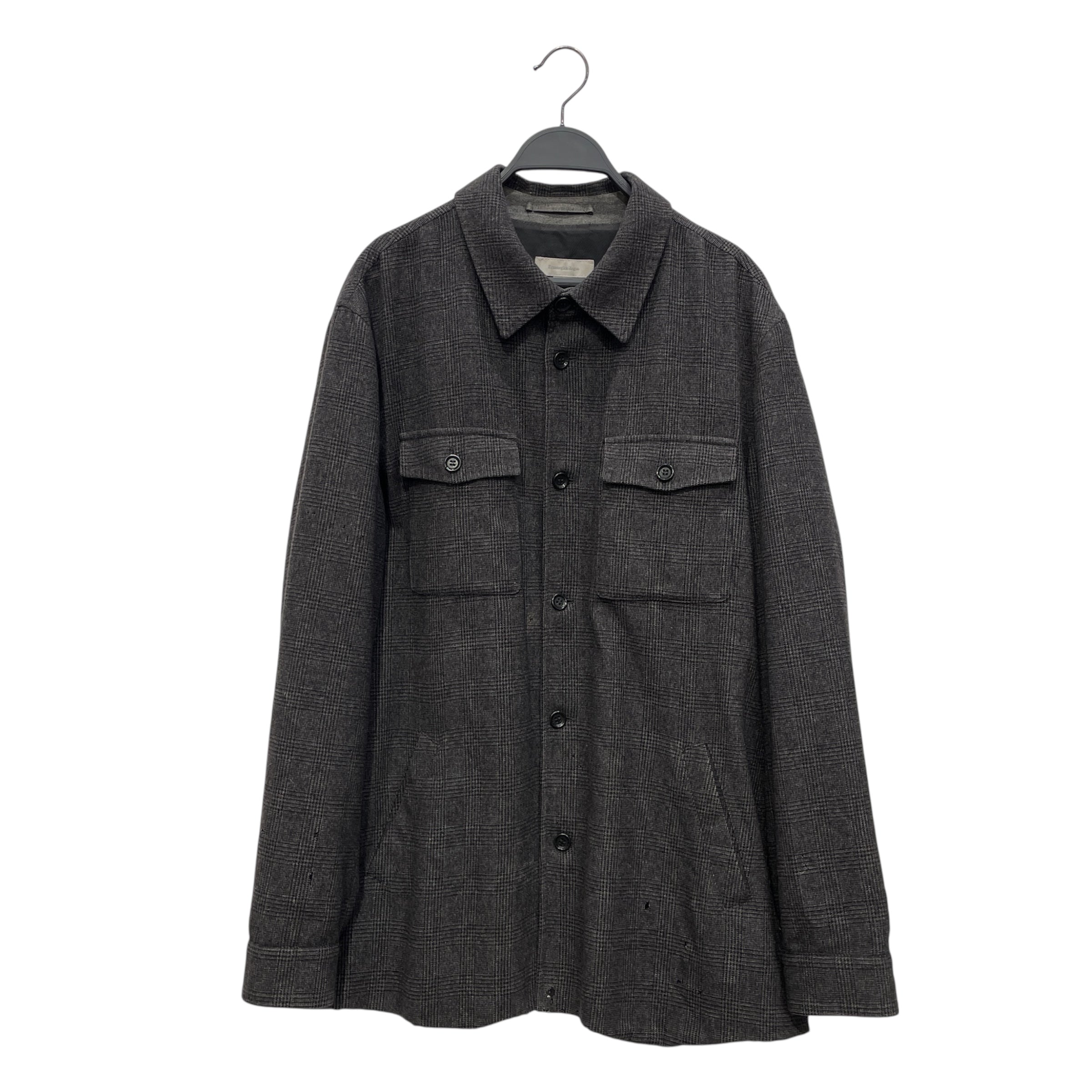 Ermenegildo Zegna/LS Shirt/M/Wool/GRY/Gingham Check/TWO FRONT CHEST POCKETS view 1