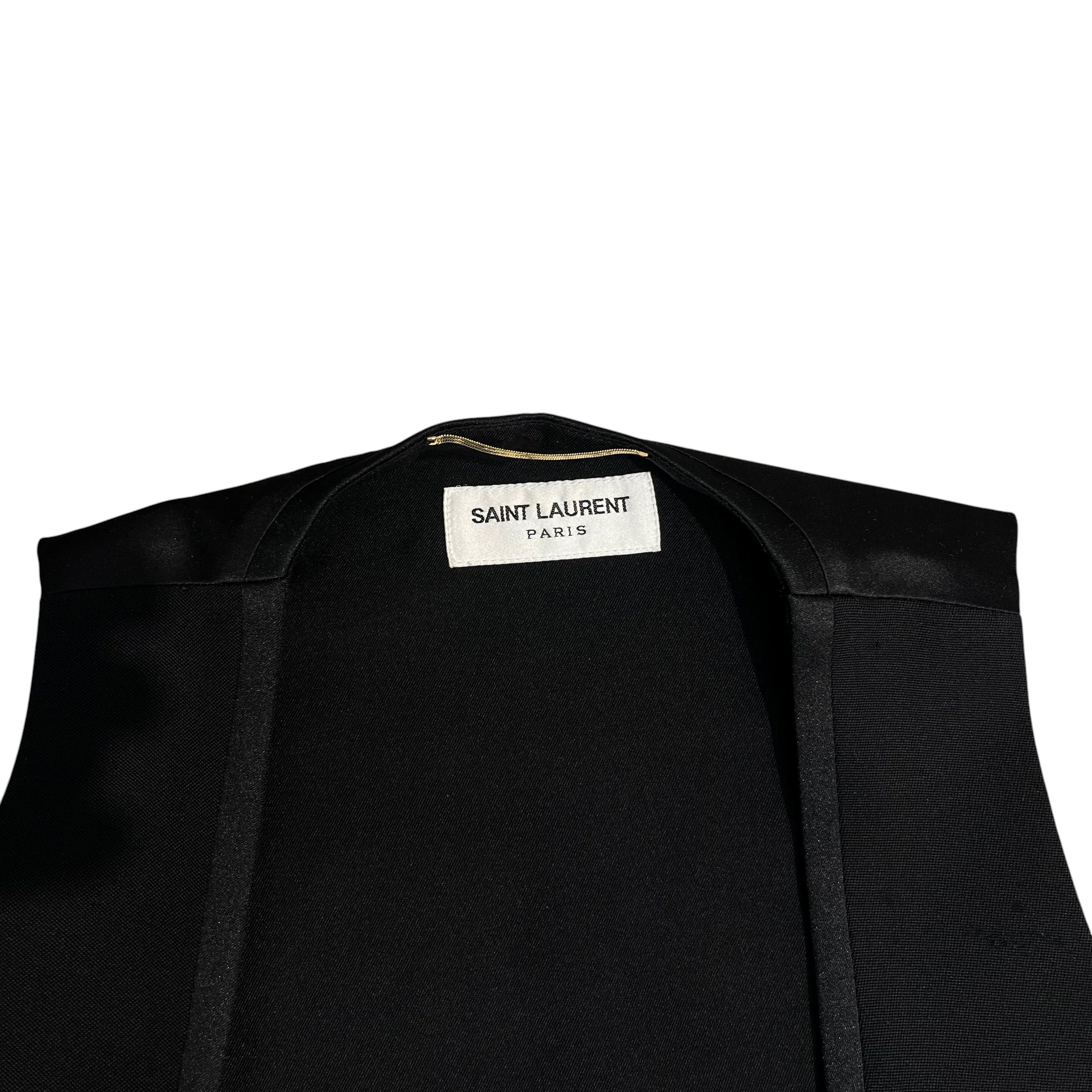 SAINT LAURENT/Waistcoat/36/Wool/BLK/GOLD CHAIN, DEEP VNECK view 3