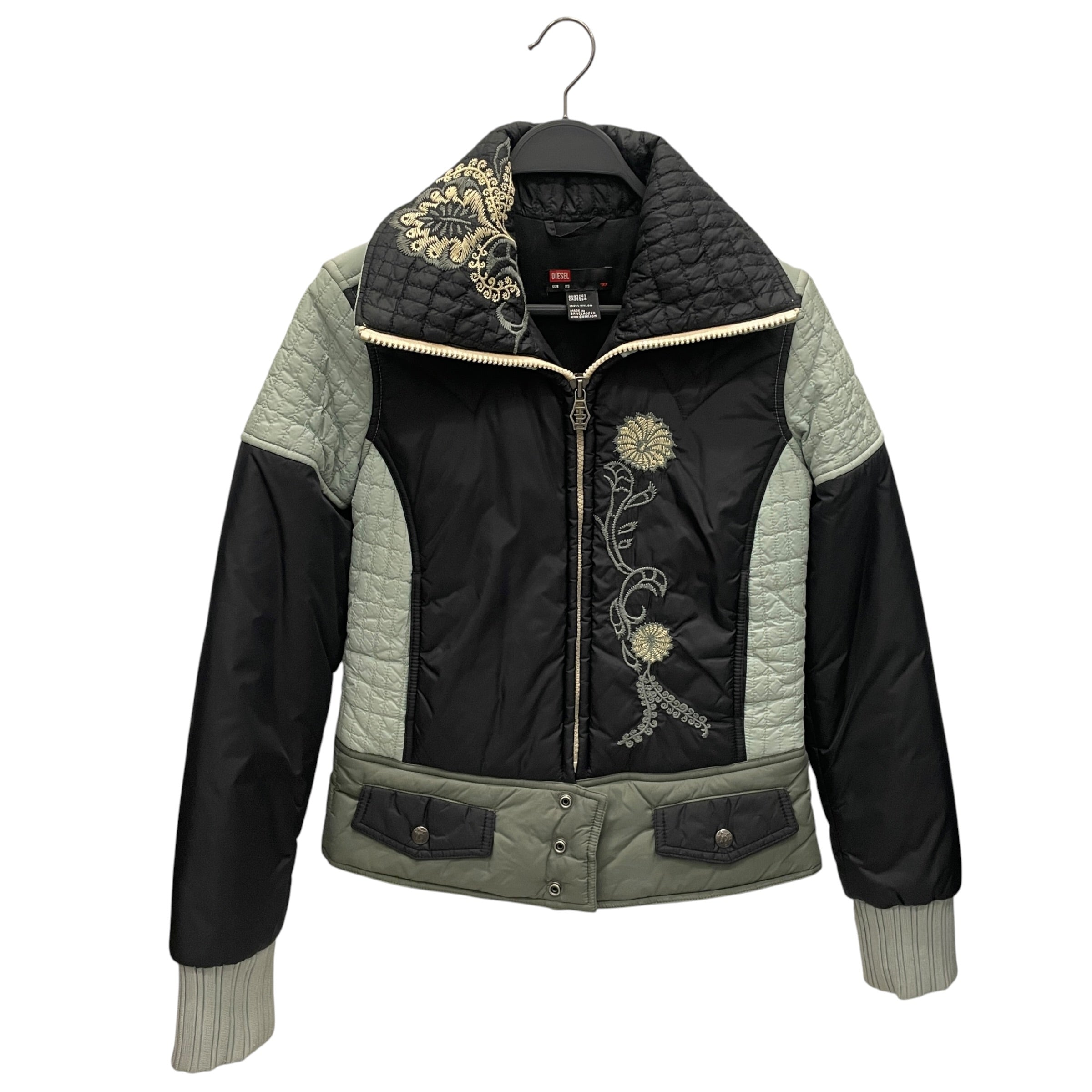 DIESEL/Jacket/XS/Nylon/BLK/BLK/GRN EMBROIDERED view 1