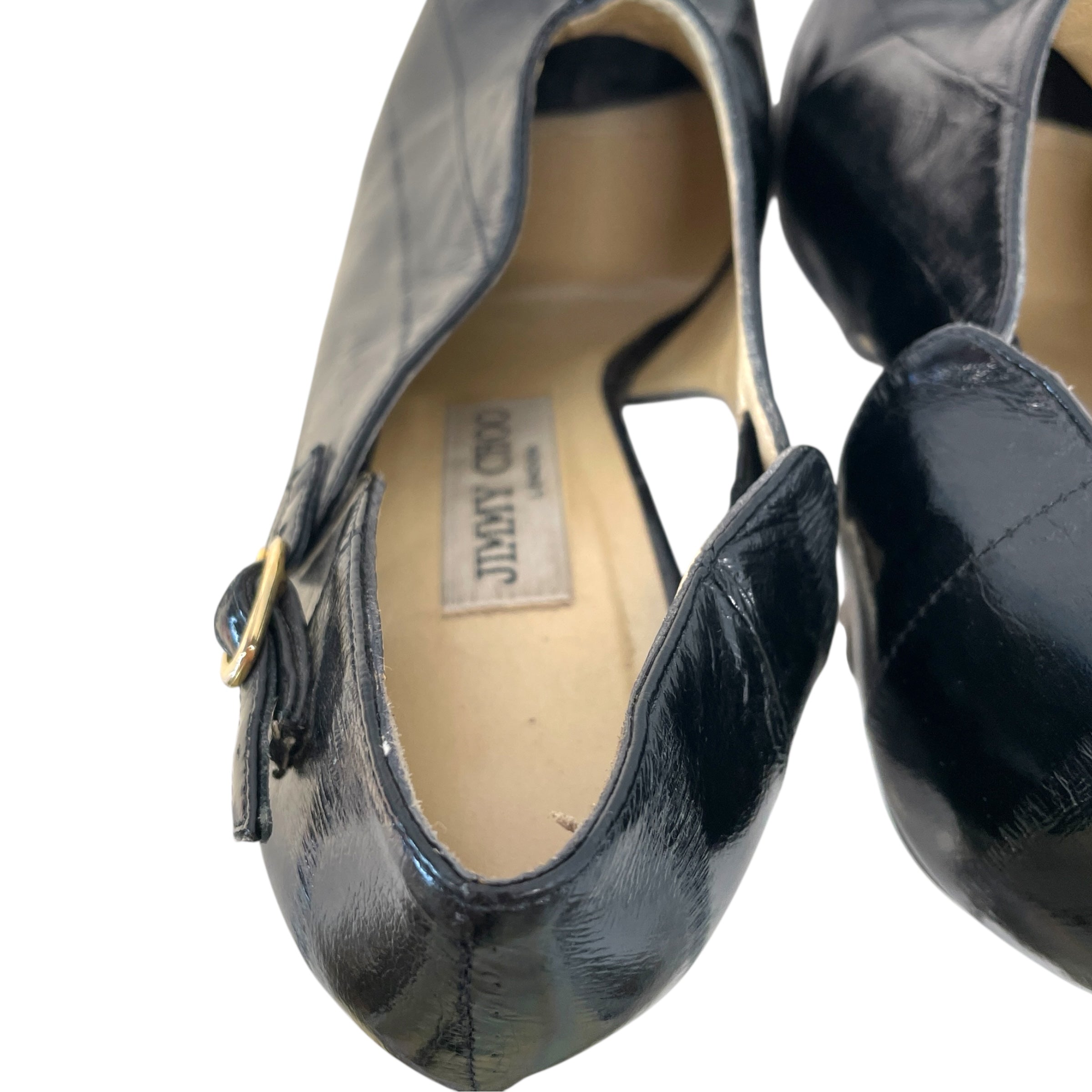 JIMMY CHOO/Heels/EU 37.5/Leather/BLK/Eelskin view 3