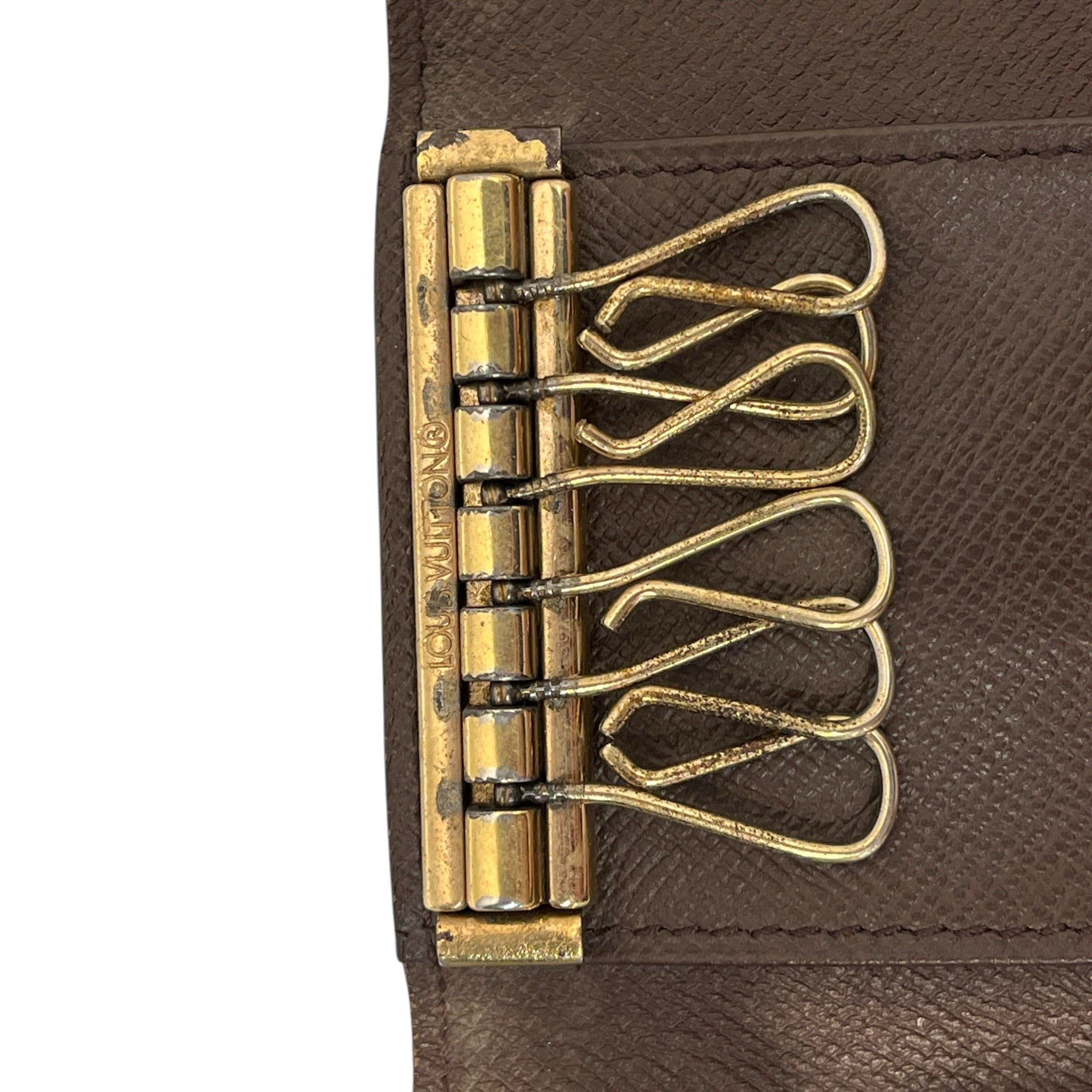 LOUIS VUITTON/Key Case/Monogram/Leather/BRW/L's/damier ebene key holder view 9