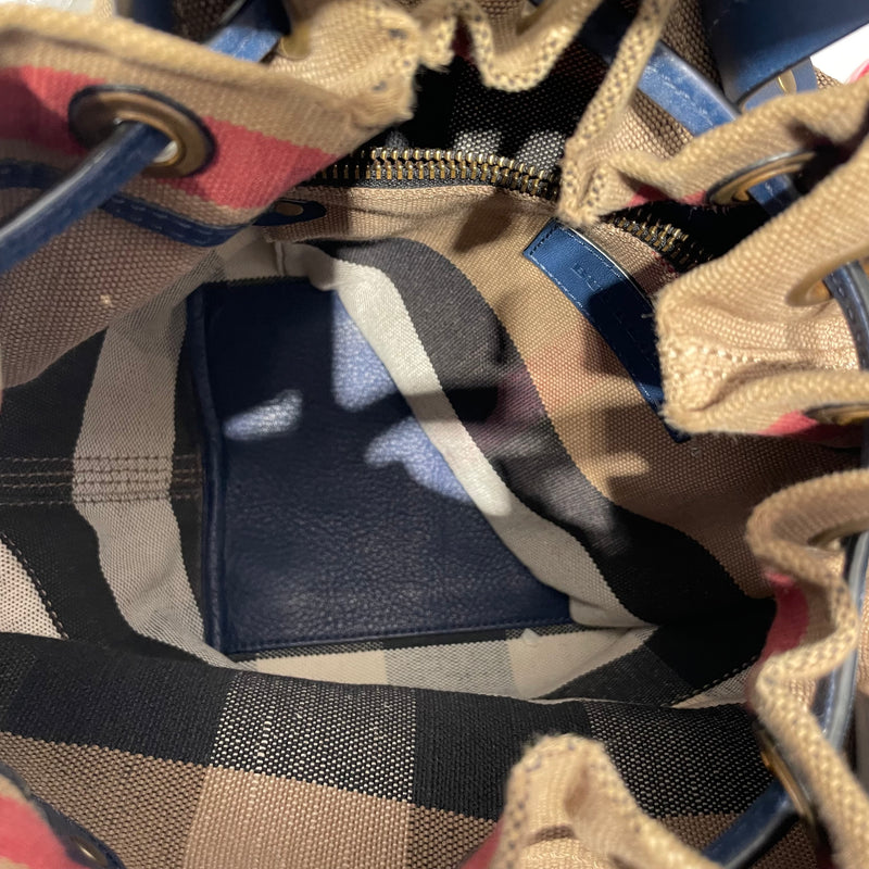 BURBERRY LONDON/Hand Bag/Cotton/BEG/Heston Bucket Bag 4053323 67E