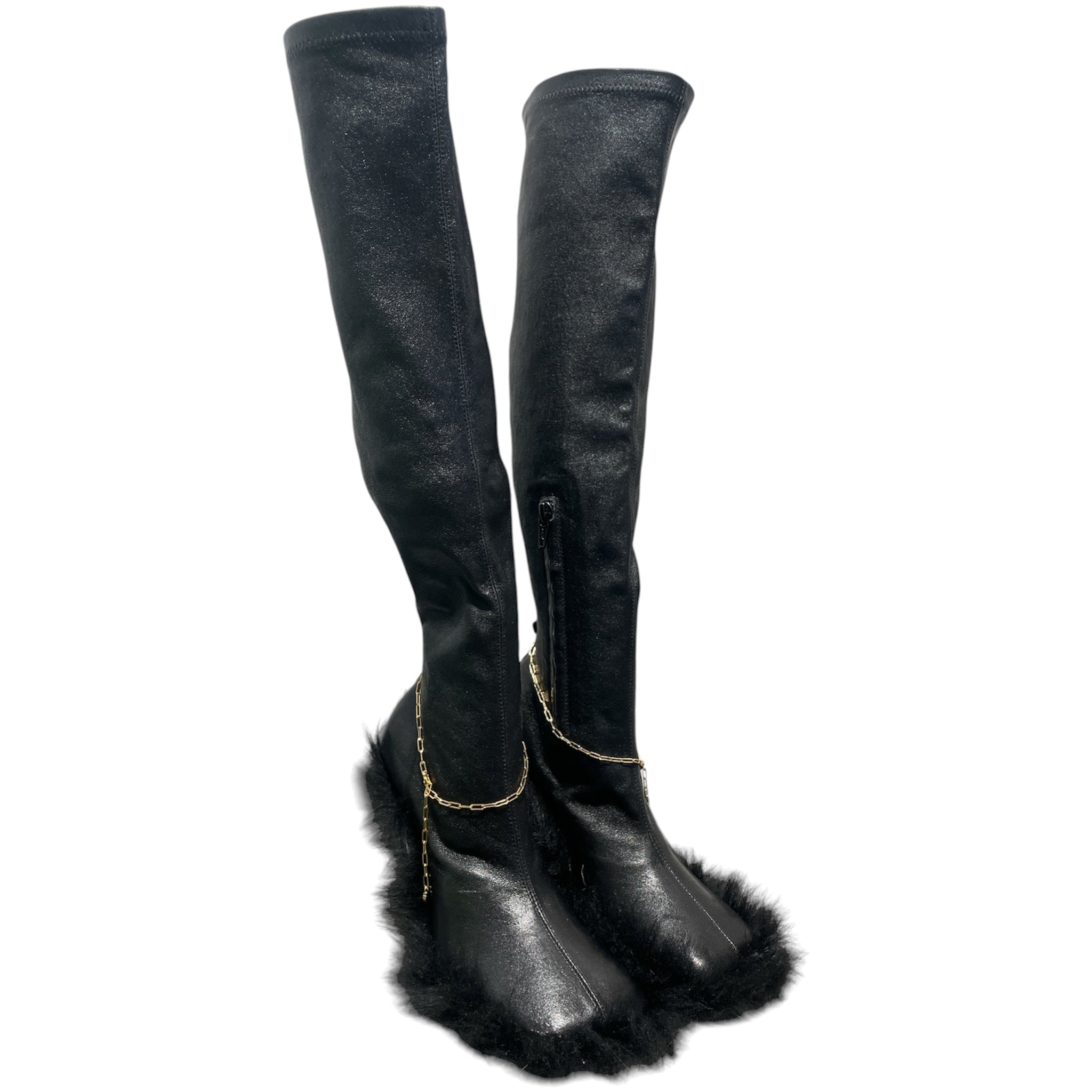 BURBERRY/Long Boots/EU 36/Leather/BLK/Chain-link accents sock boots view 1