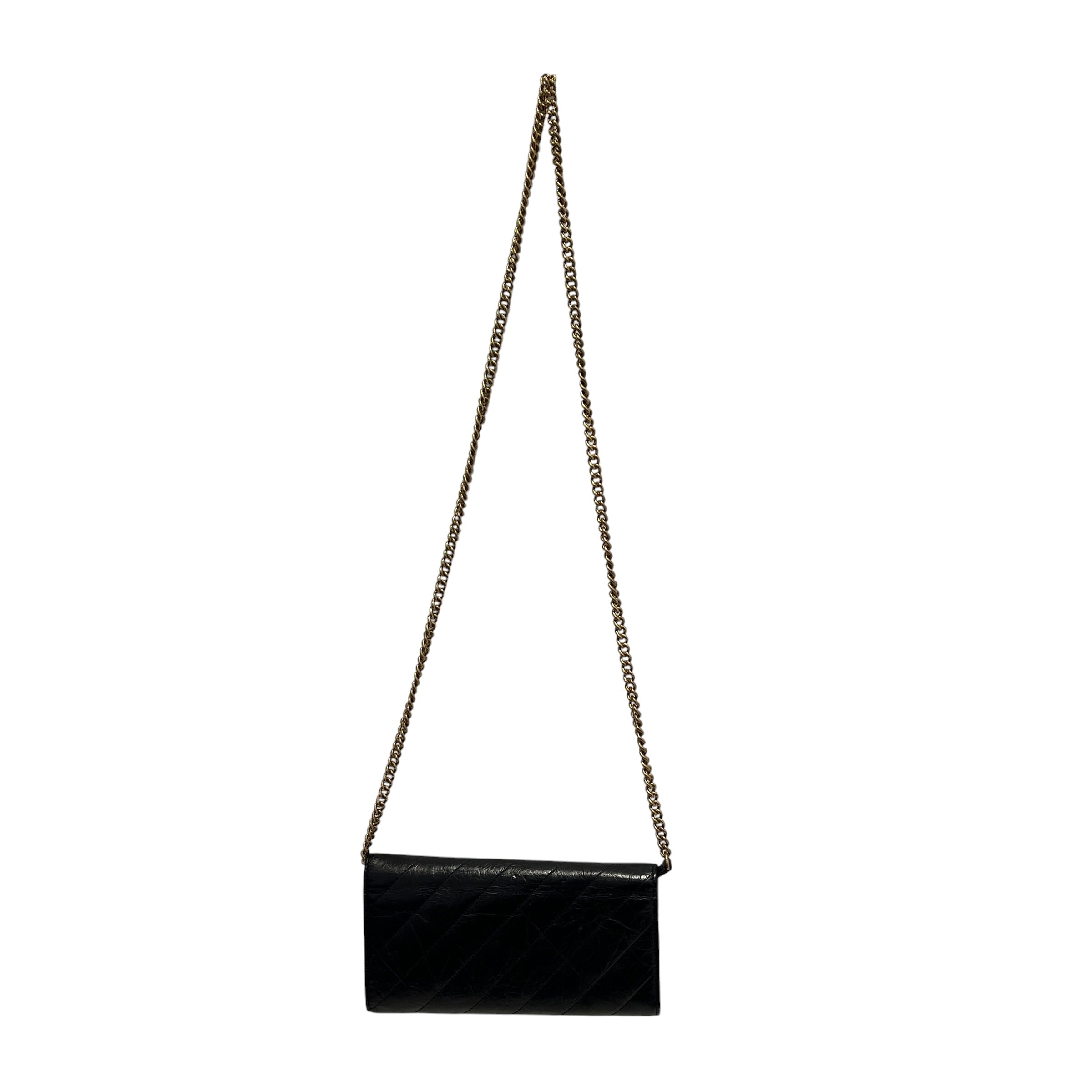 BALENCIAGA/Cross Body Bag/Leather/BLK/crush wallet on chain view 16