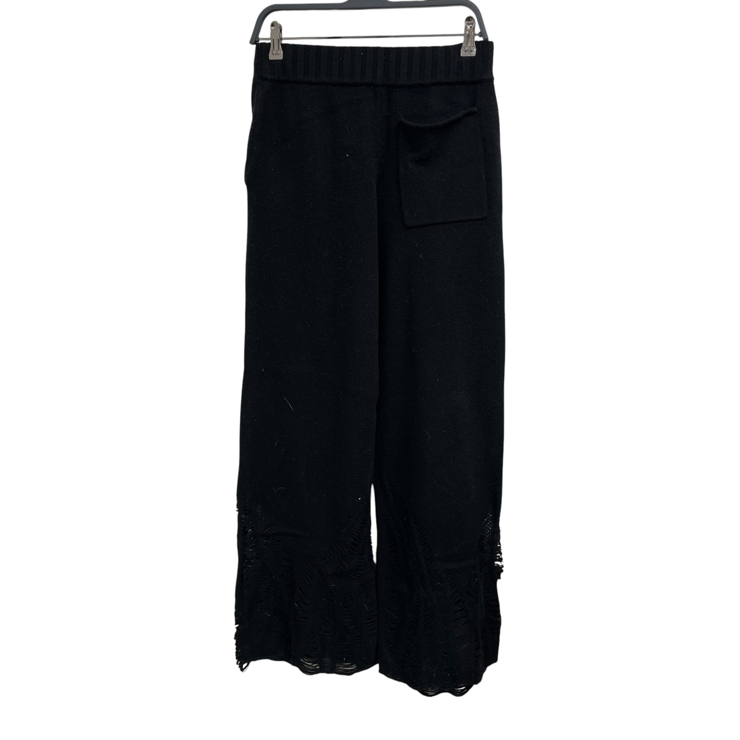 DION LEE/Wide Leg Pants/4/Cotton/BLK/distressed knit sweatpant view 2