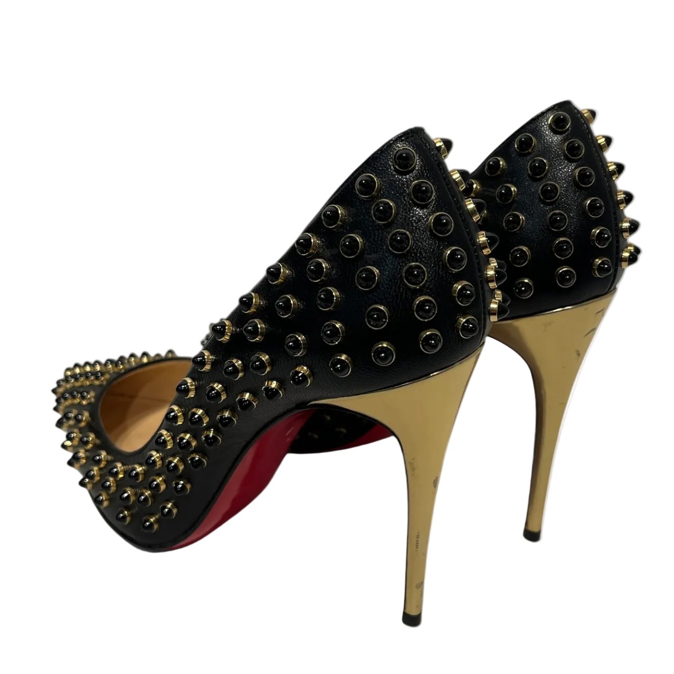 Christian Louboutin/Heels/EU 38/Leather/BLK/Gold Stud Follies Cabo Pump view 2