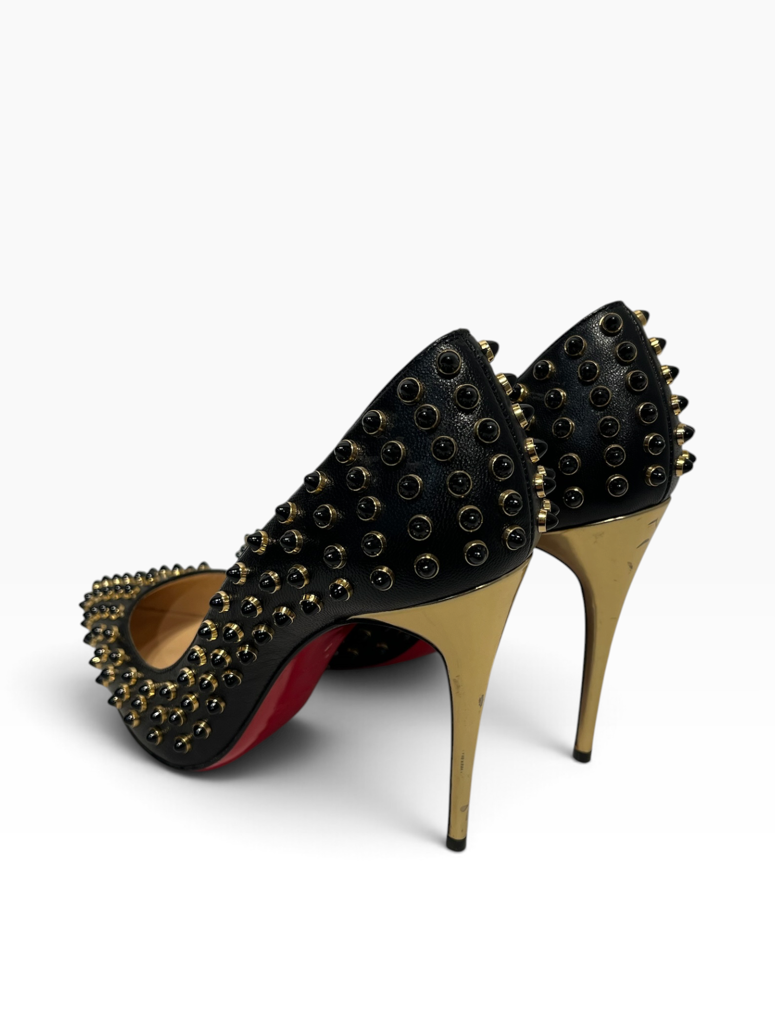Christian Louboutin/Heels/EU 38/Leather/BLK/Gold Stud Follies Cabo Pump view 2