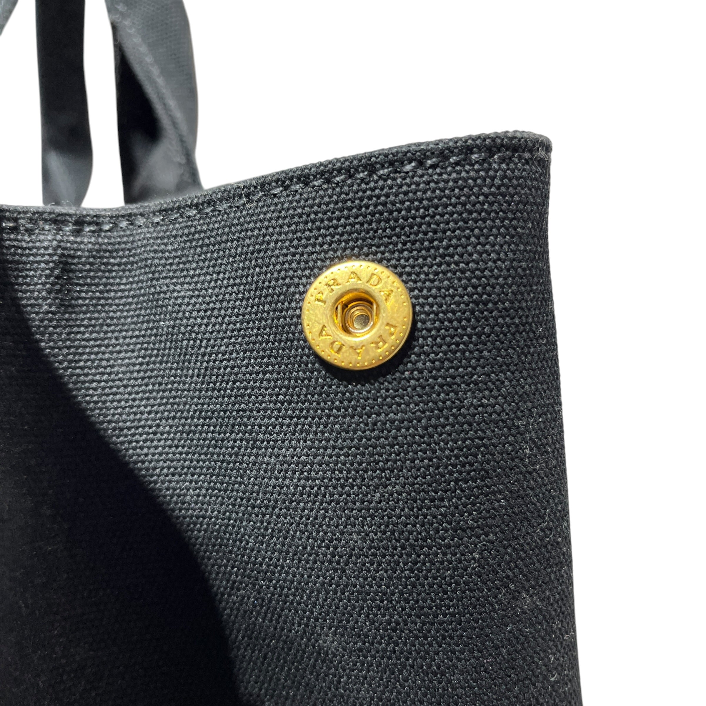PRADA/Tote Bag/Cotton/BLK/jewled/ canapa canvas view 4