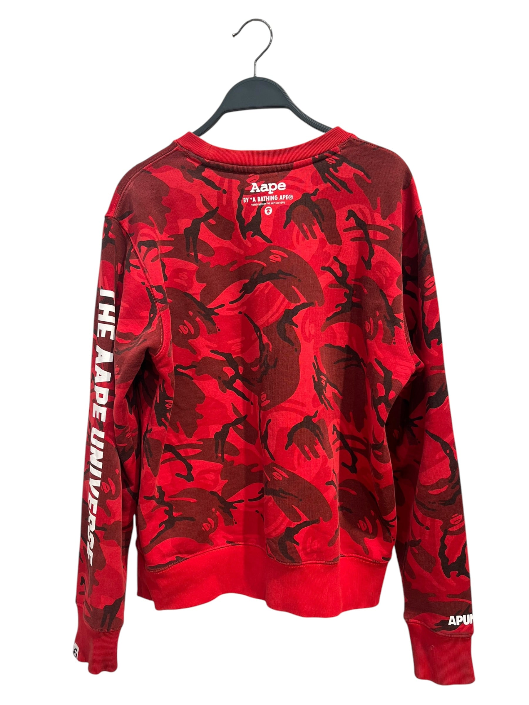 AAPE BY A BATHING APE/Sweatshirt/M/Camouflage/Cotton/RED/big white face graphic view 2