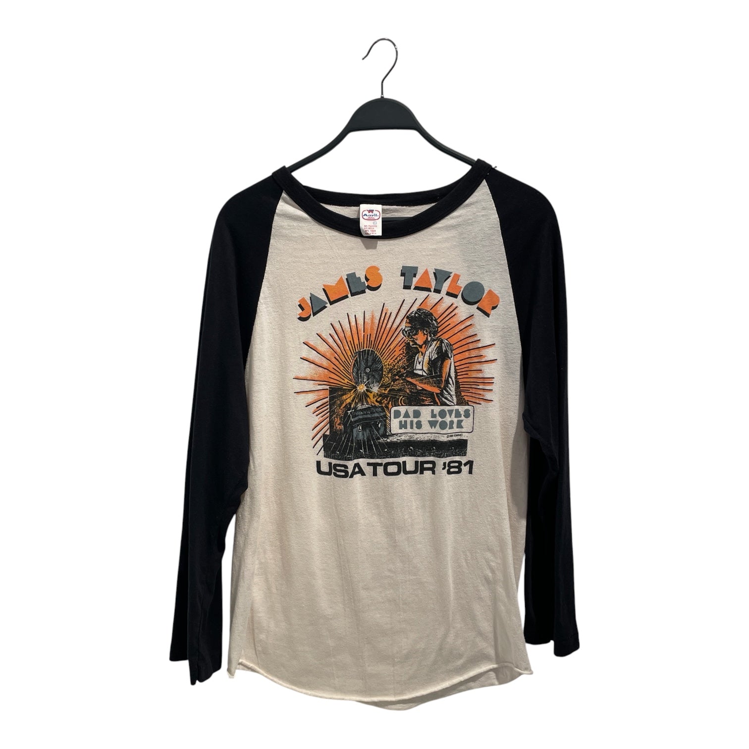 Vintage/LS T-Shirt/XL/Cotton/WHT/Graphic/Anvil james taylor raglan view 1