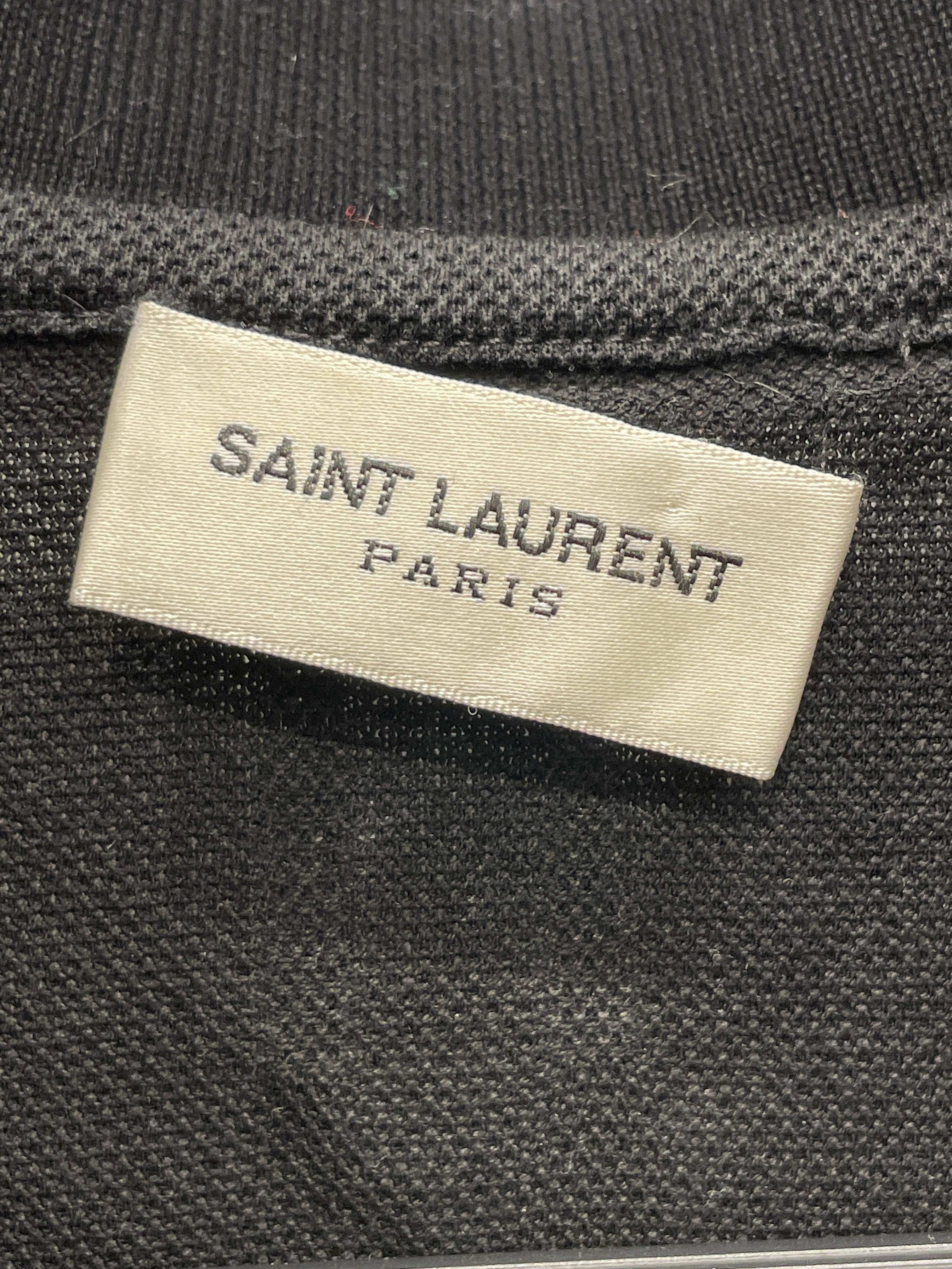 SAINT LAURENT/Polo Shirt/XL/Cotton/BLK/Open Coller/RED WHITE COLLAR AND SLEEVES view 2