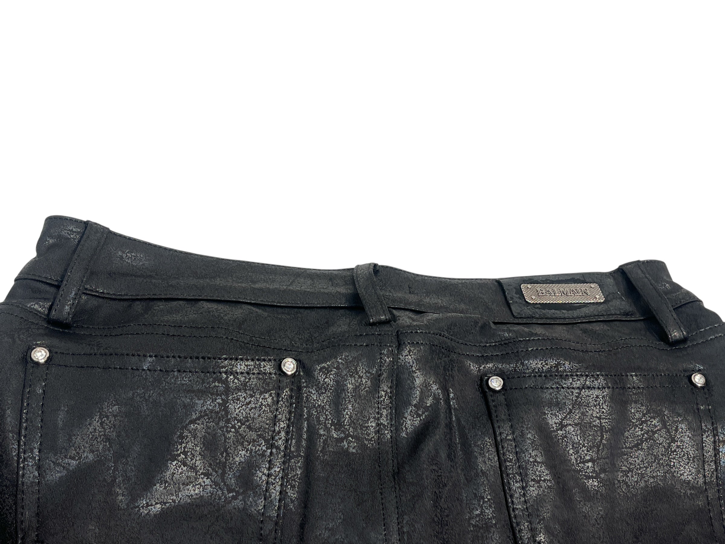 BALMAIN/Bottoms/30/Cotton/BLK/EMBELLISHED MOTO JEANS view 4