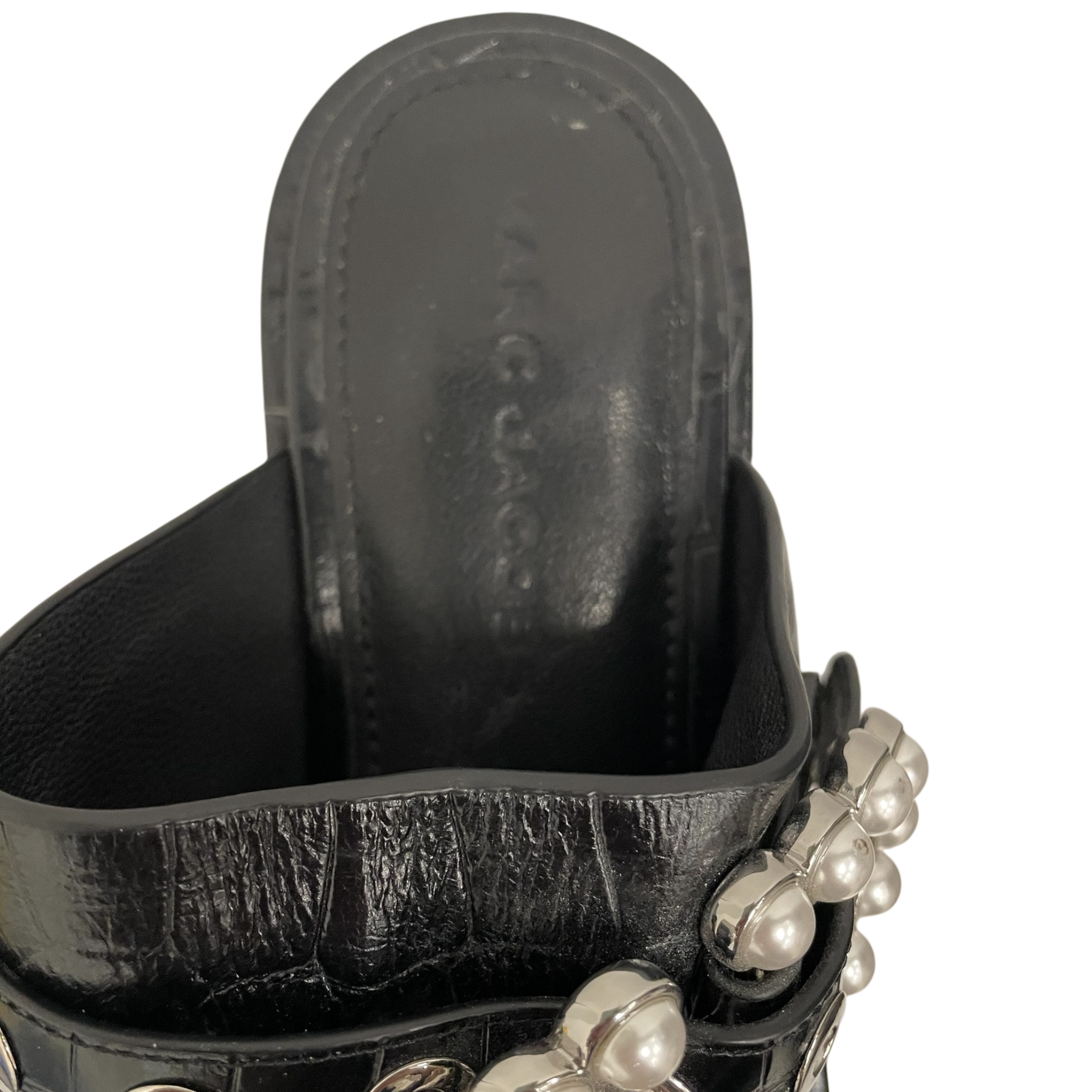 MARC JACOBS/Shoes/EU 39/Animal Pattern/Leather/BLK/CROC PRINT HEELED CLOGS PEARLS view 3