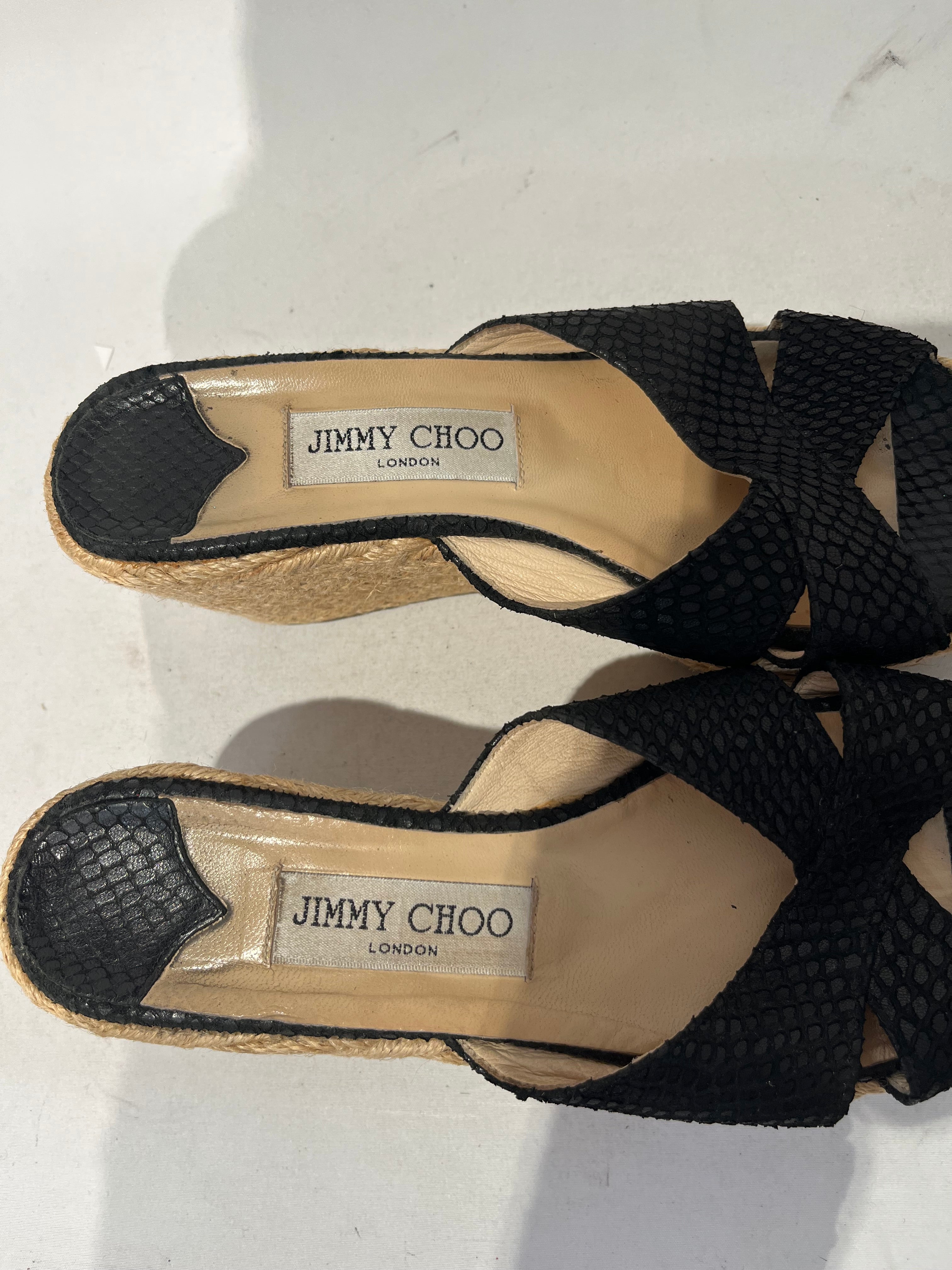 JIMMY CHOO/Espadrilles/US 6/Leather/BEG/BEIGE/BLACK SNAKE SKIN view 3