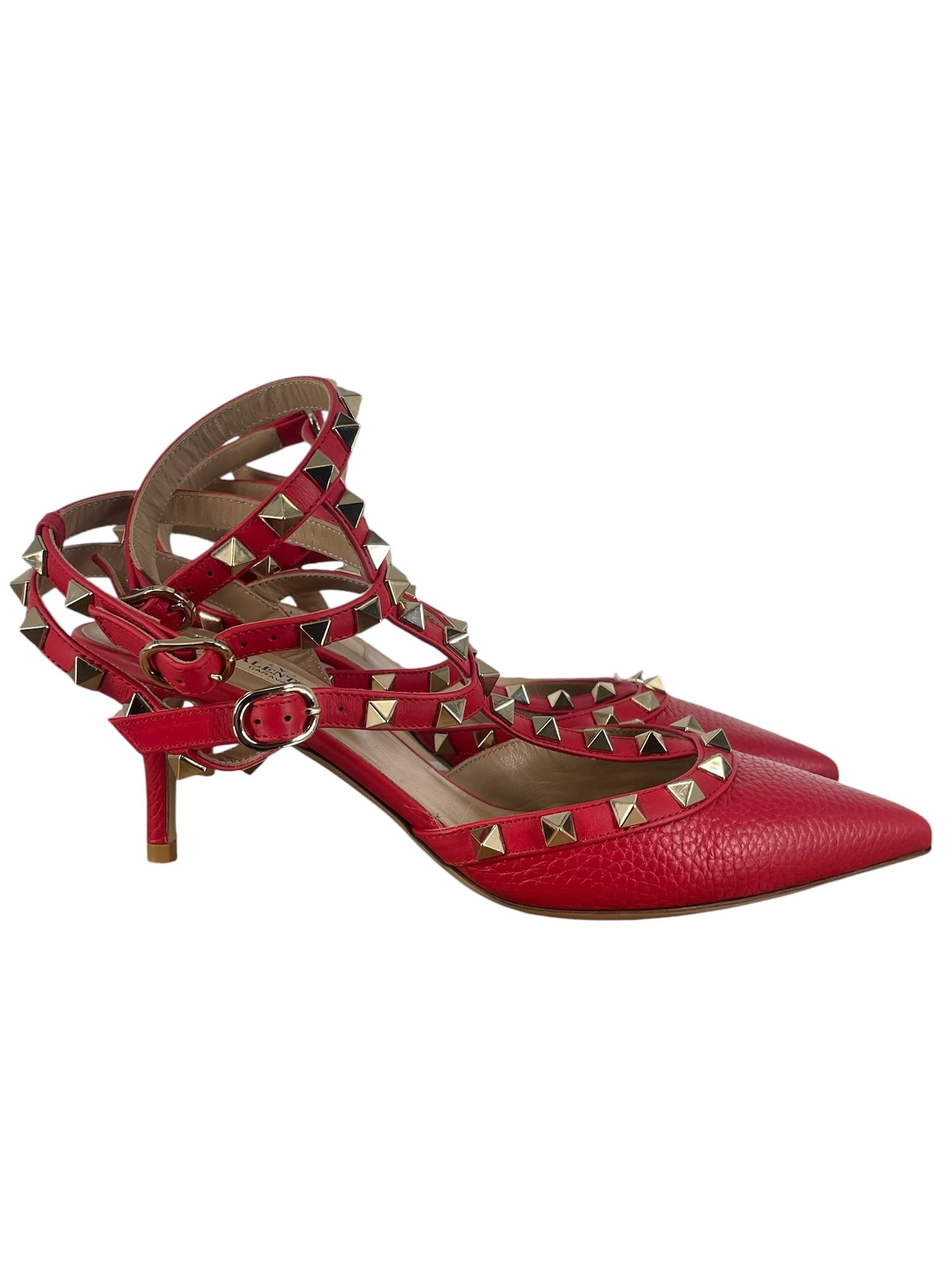 VALENTINO/Heels/EU 36.5/RED/rockstud caged heel view 5