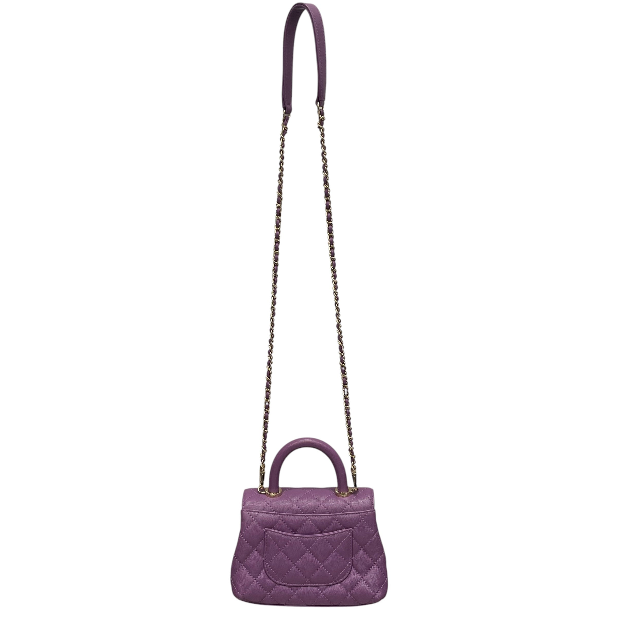 CHANEL/Hand Bag/Leather/PPL/CAVIAR MINI BAG view 4