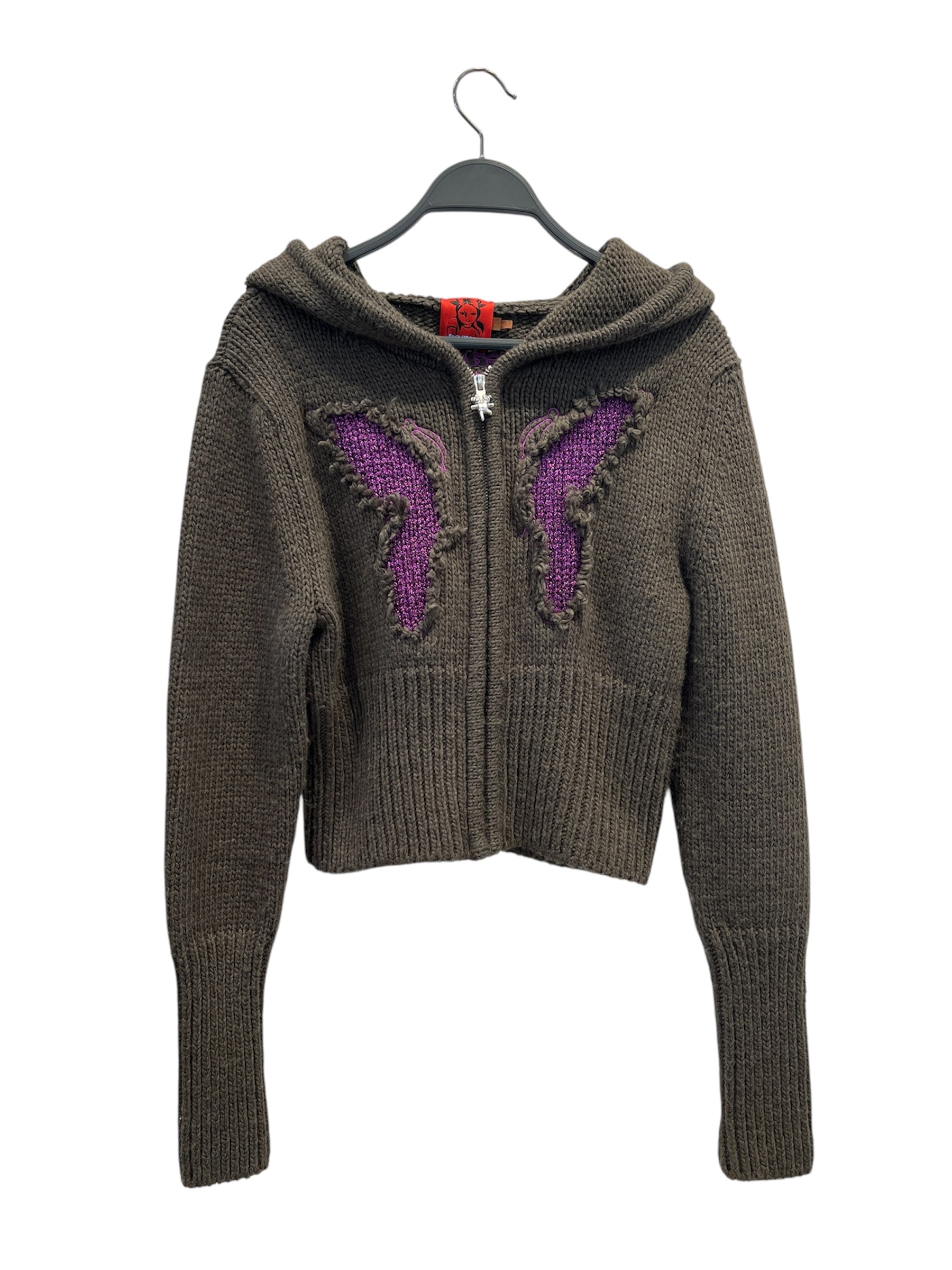 Heaven By Marc Jacobs/Zip Up Hoodie/L/Cotton/GRN/CUTOUPRPSHINYBUTTERFLYKNITZIPU view 1