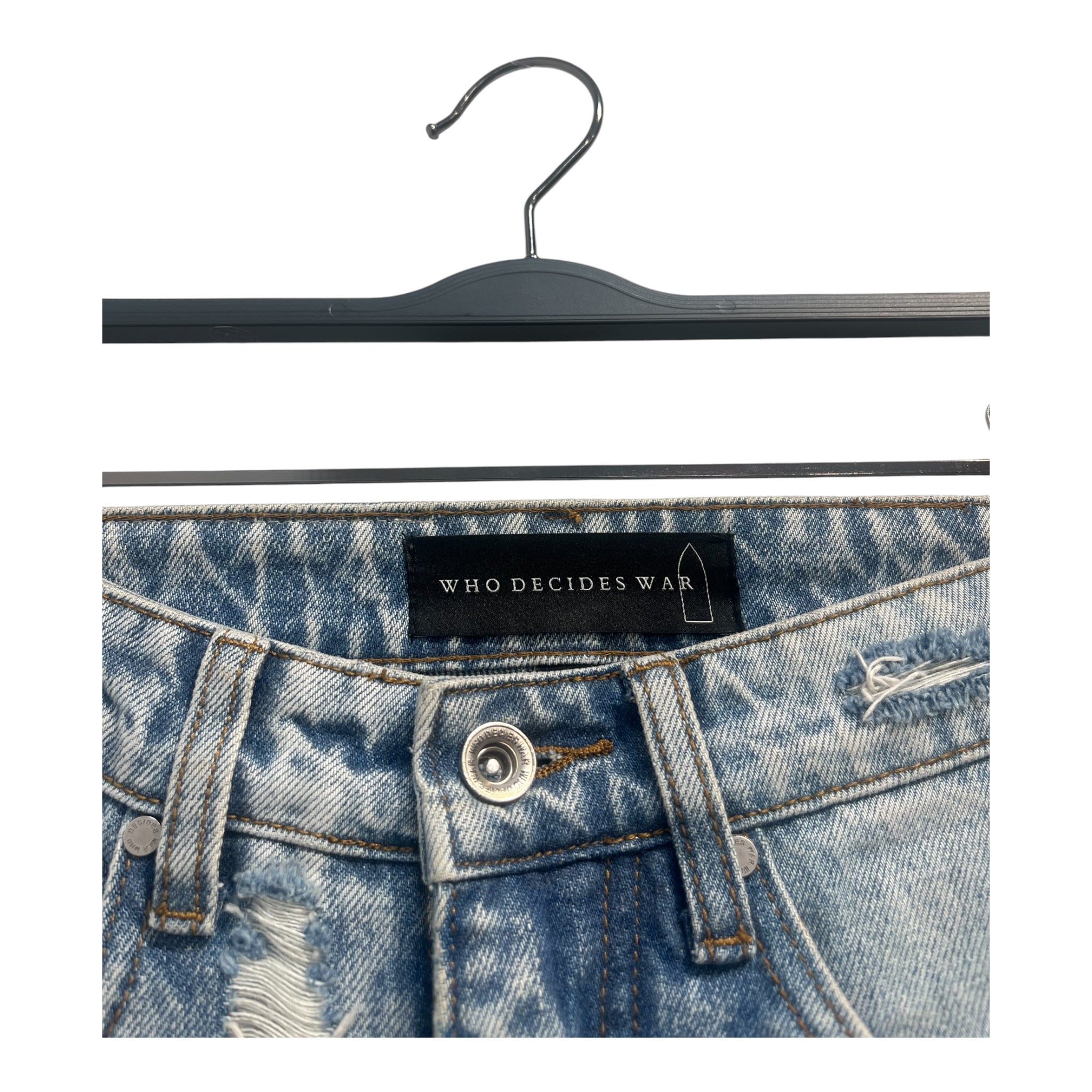 WHO DECIDES WAR/Bottoms/24/Cotton/BLU/RHINE STONE AND DESTRESSED view 3