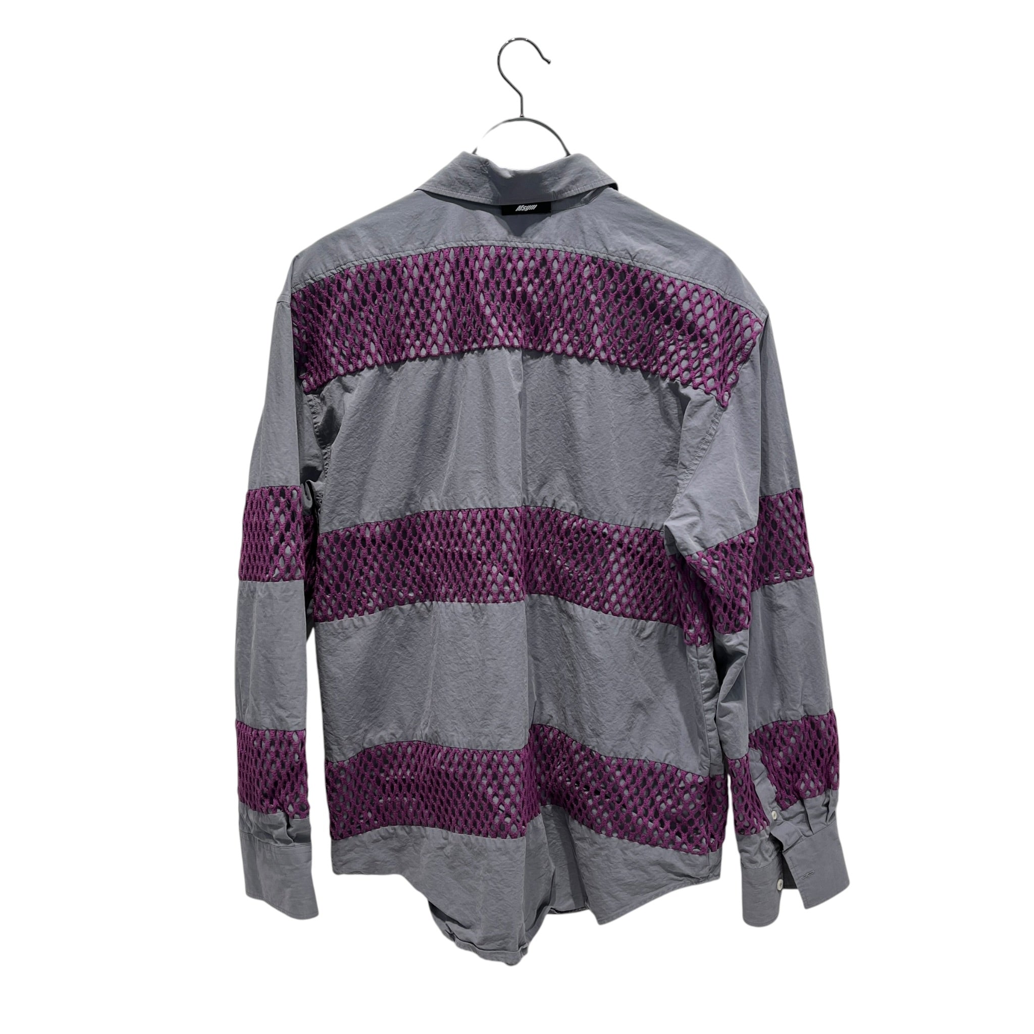 MSGM/LS Shirt/L/Cotton/GRY/Stripe/PURPLE NET STRIPE view 2