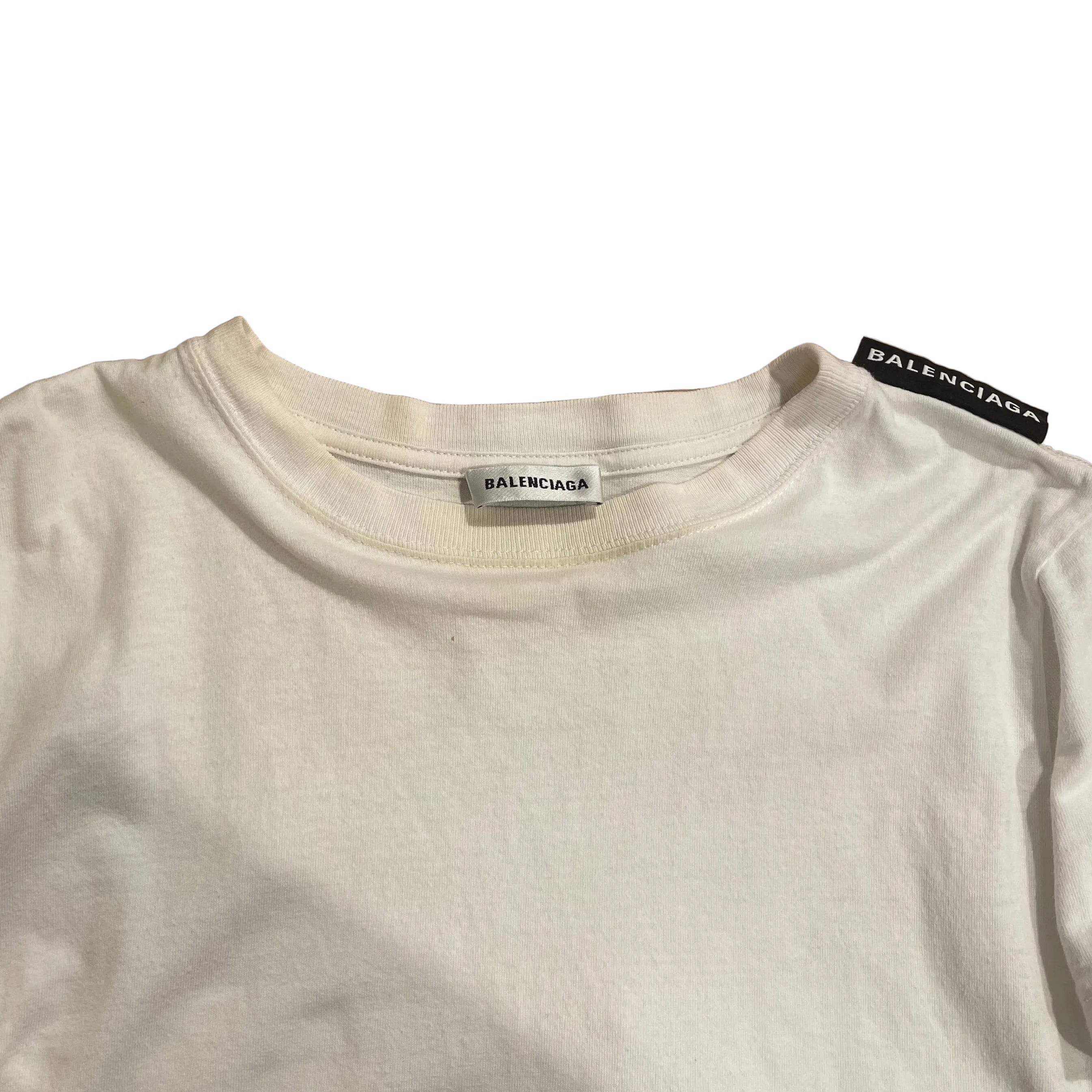 BALENCIAGA/T-Shirt/S/Cotton/WHT/2019 SHOULDER TAG PLAIN SHIRT view 4