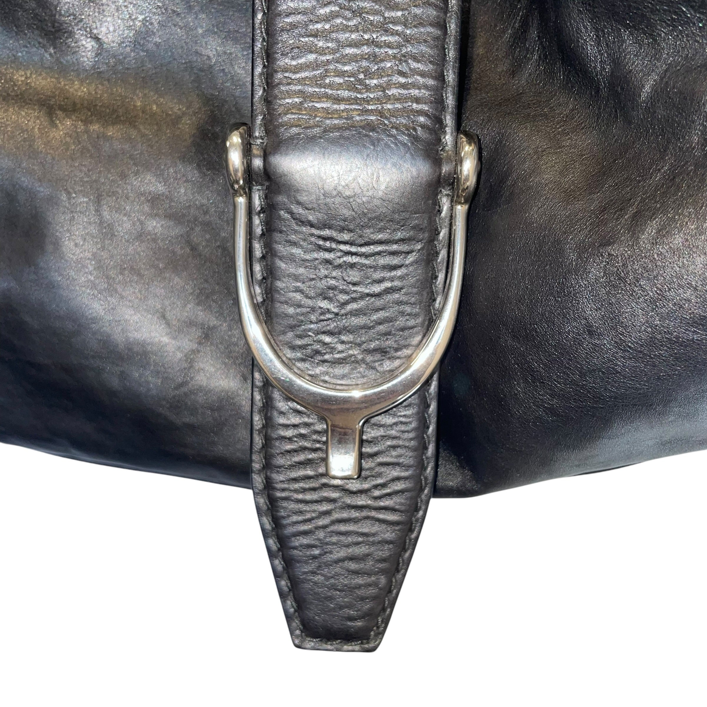 GUCCI/Hand Bag/Leather/BLK/SLV HARDWARE, FRONT CLASP view 3