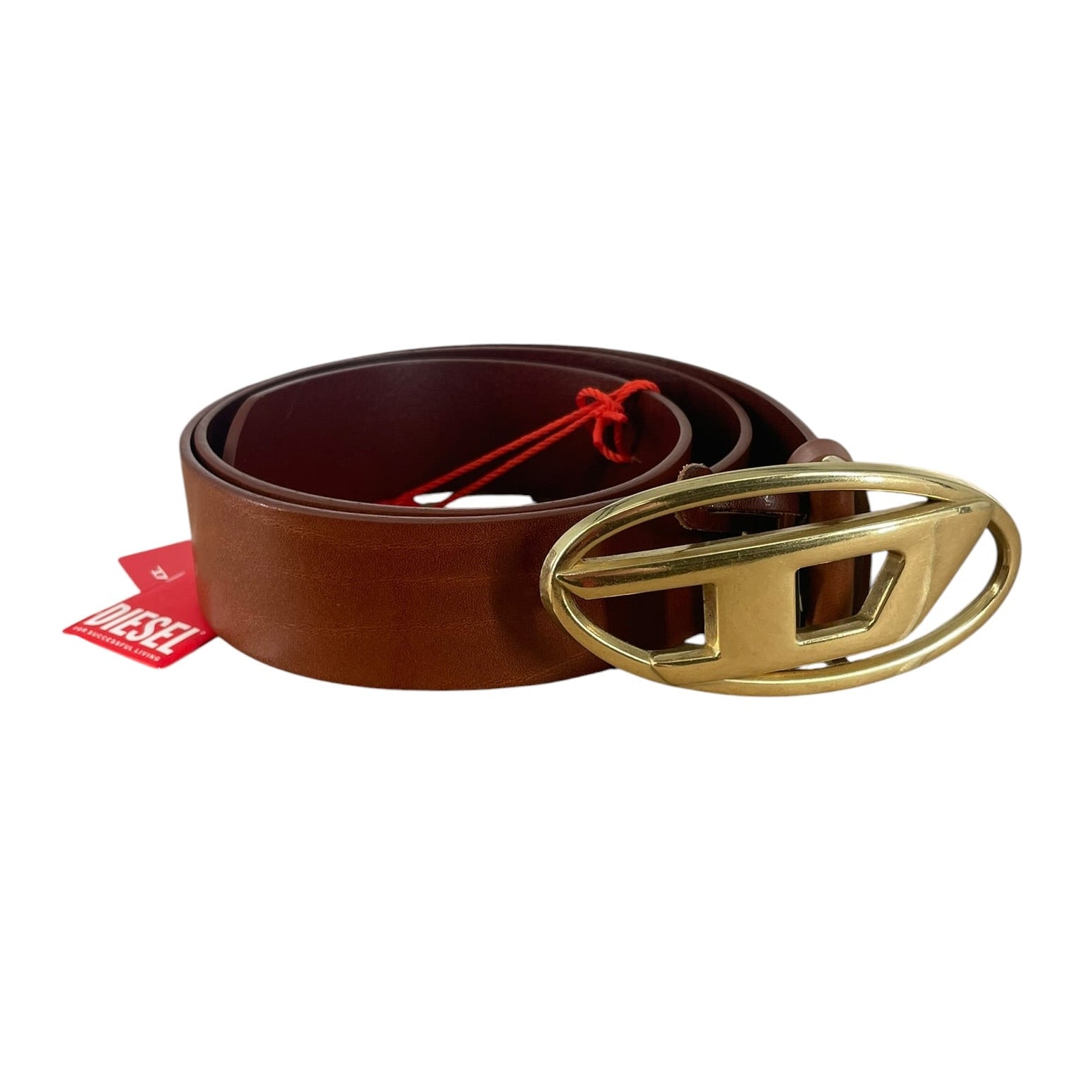 DIESEL/Belt/Leather/BRW/BIG DG LOGO GOLD view 1