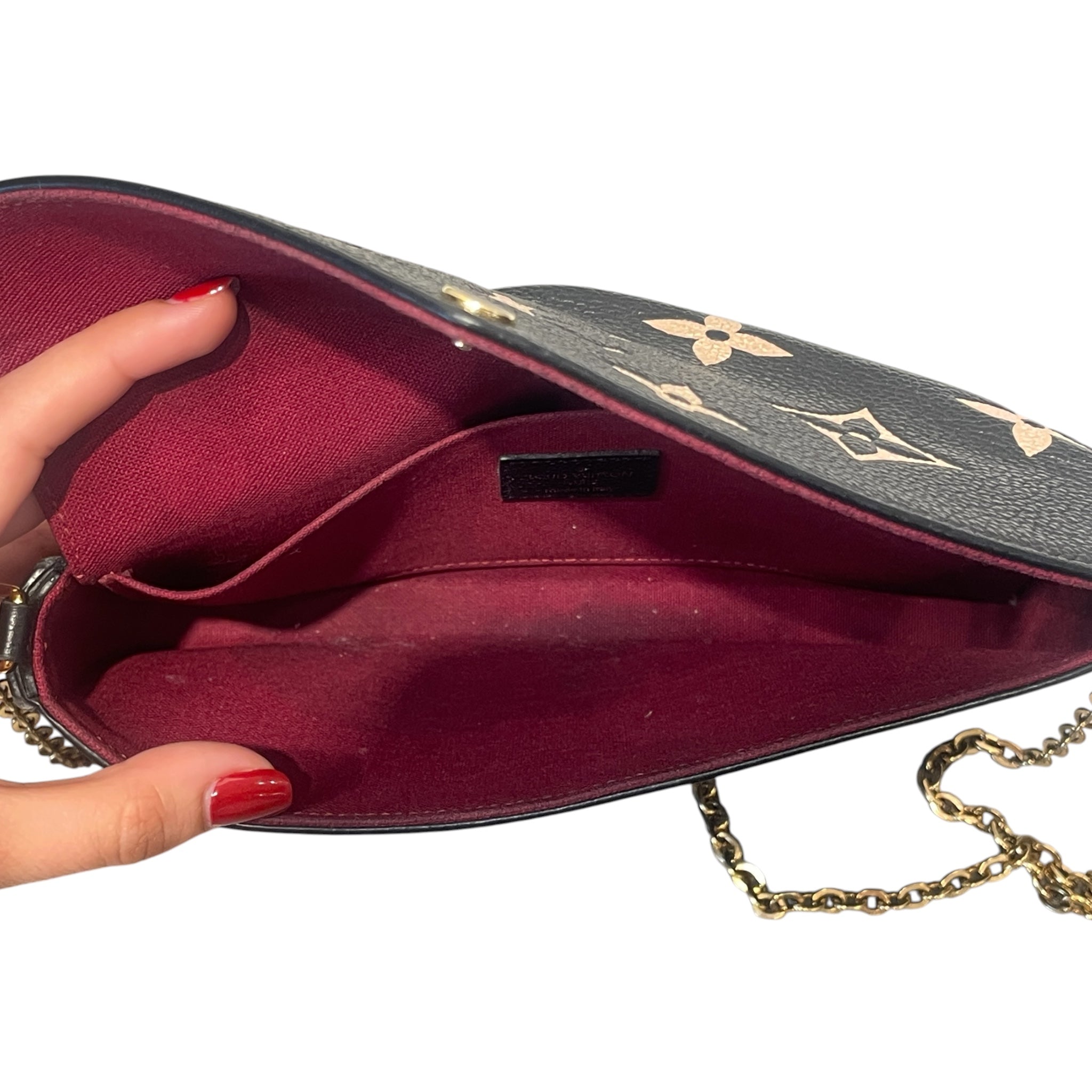 LOUIS VUITTON/Cross Body Bag/Monogram/Leather/BLK/POCHETTE FELICIE view 3