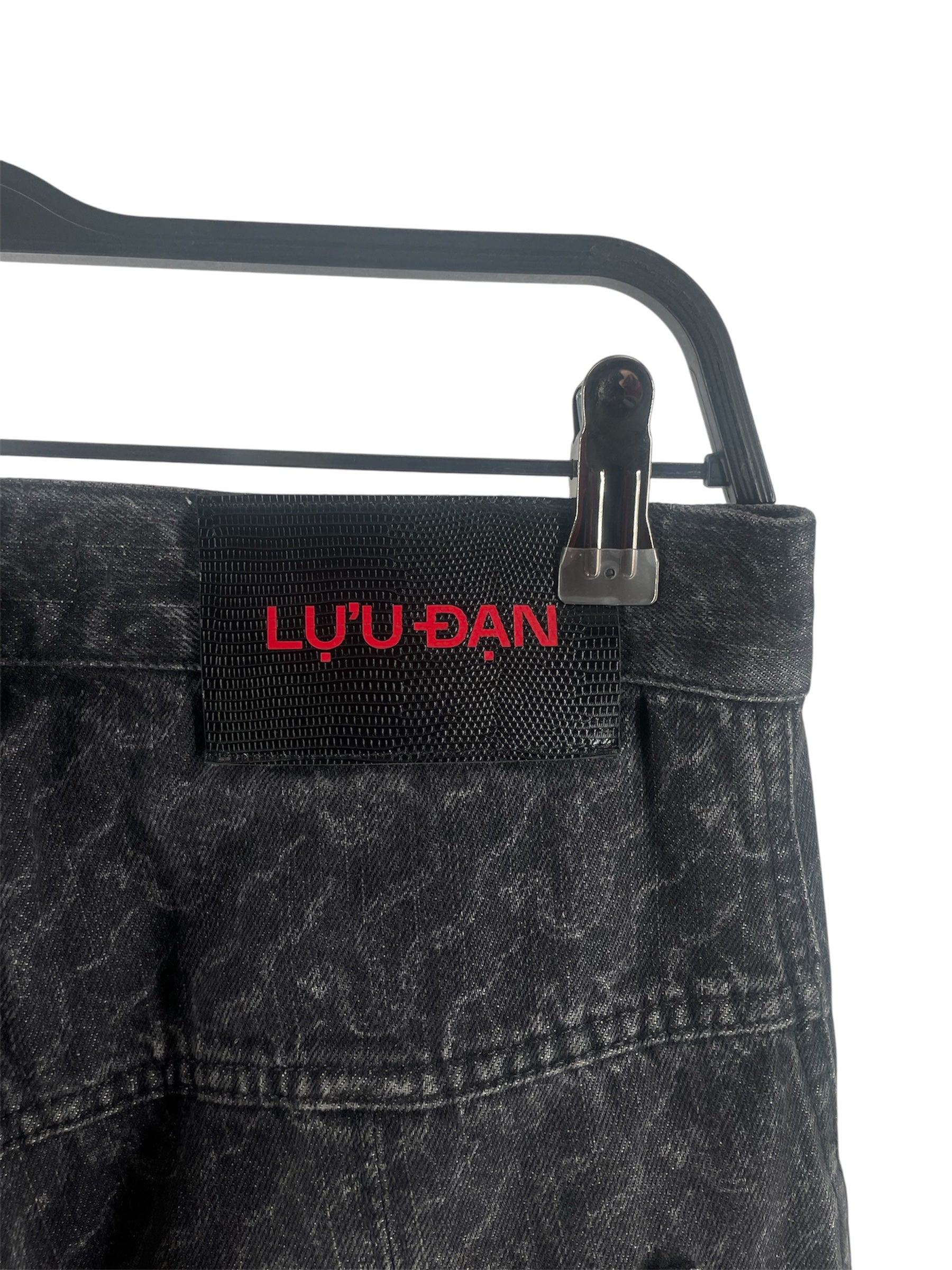 LU'U DAN/Straight Pants/28/Denim/GRY/All Over Print/KNEE PATCH WIDFE LEG view 4