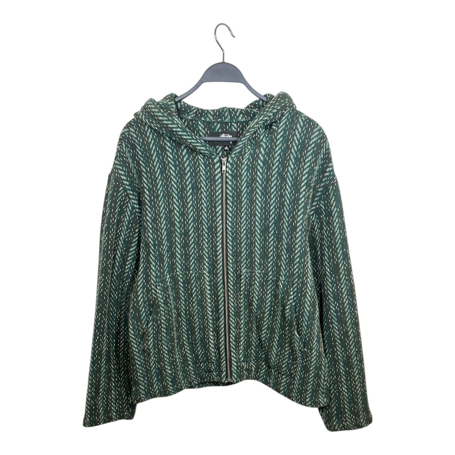 STUSSY/UNION/Hoodie/M/Stripe/Cotton/GRN/Oversize/Zipper Poncho view 2