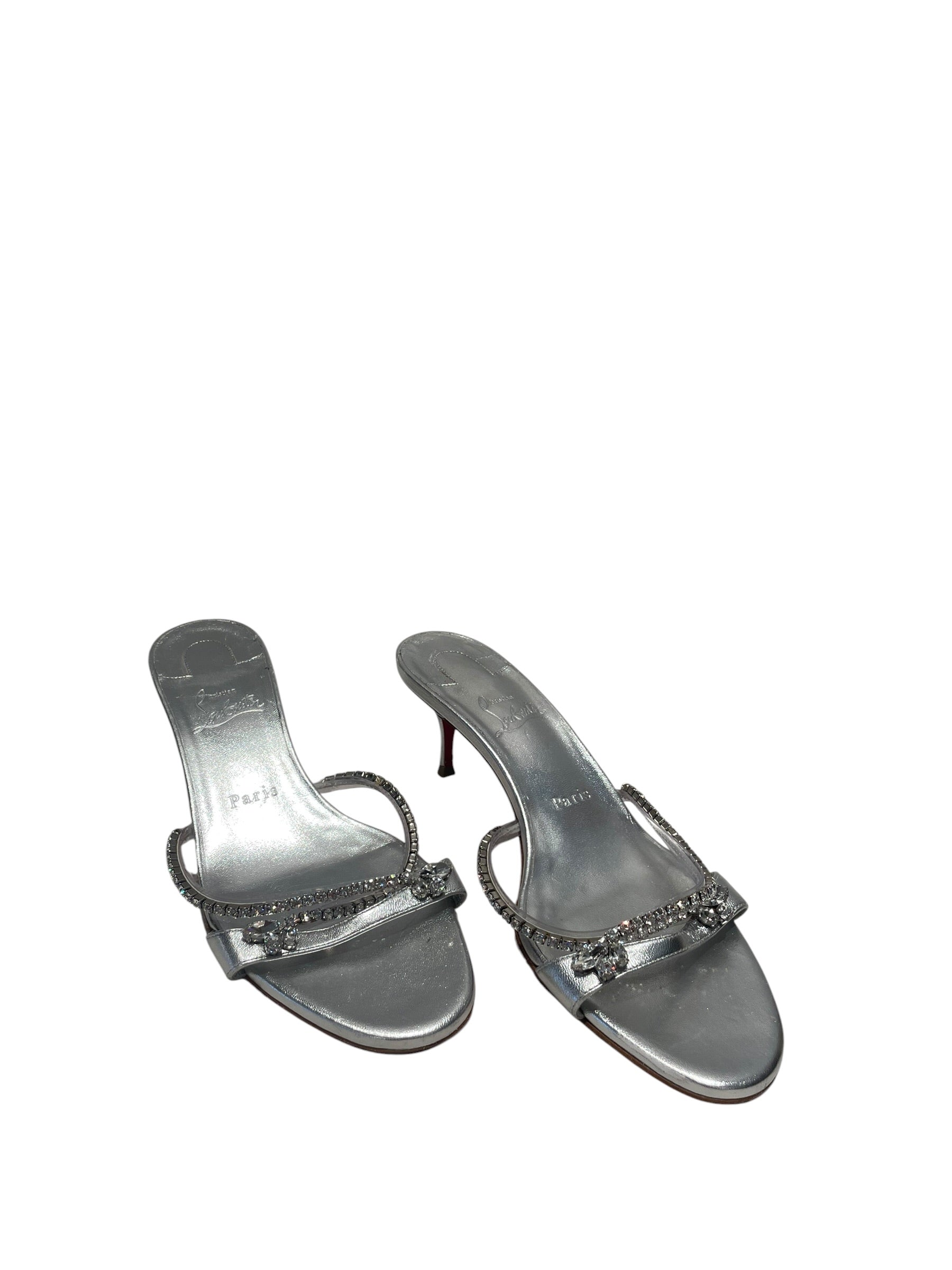 Christian Louboutin/Heels/EU 39/Leather/SLV/RHINESTONES view 1