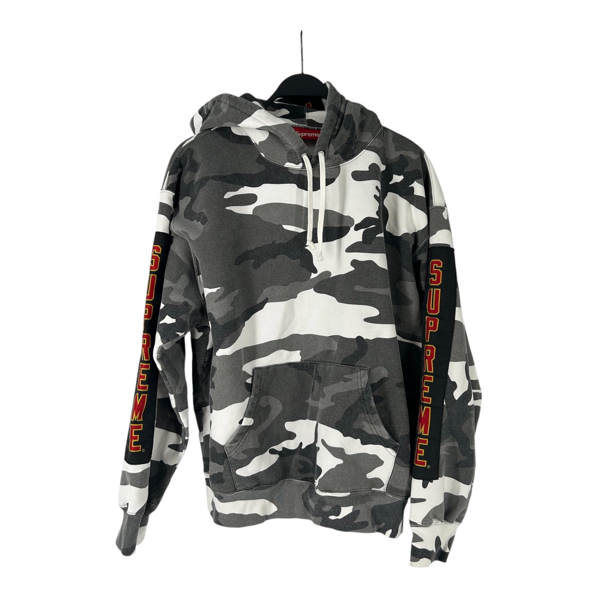 Supreme/Hoodie/L/Camouflage/Cotton/GRY/WHT BLK RED YEL WRITING ON ARM view 1
