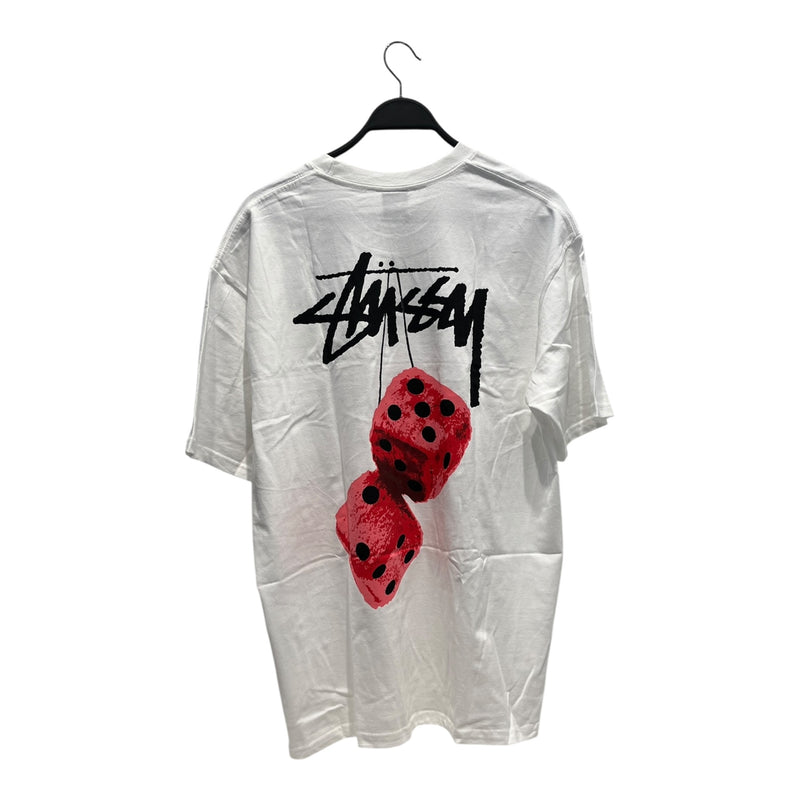 STUSSY/T-Shirt/XXL/Cotton/WHT/Red Fuzzy Dice White Logo