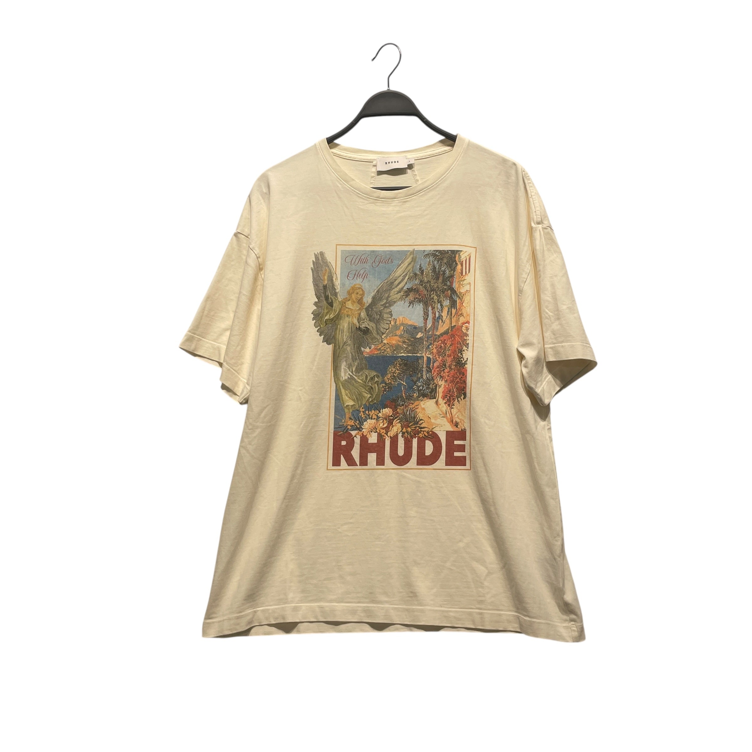 RHUDE/T-Shirt/L/Cotton/WHT/WITH GOD'S HELP view 1