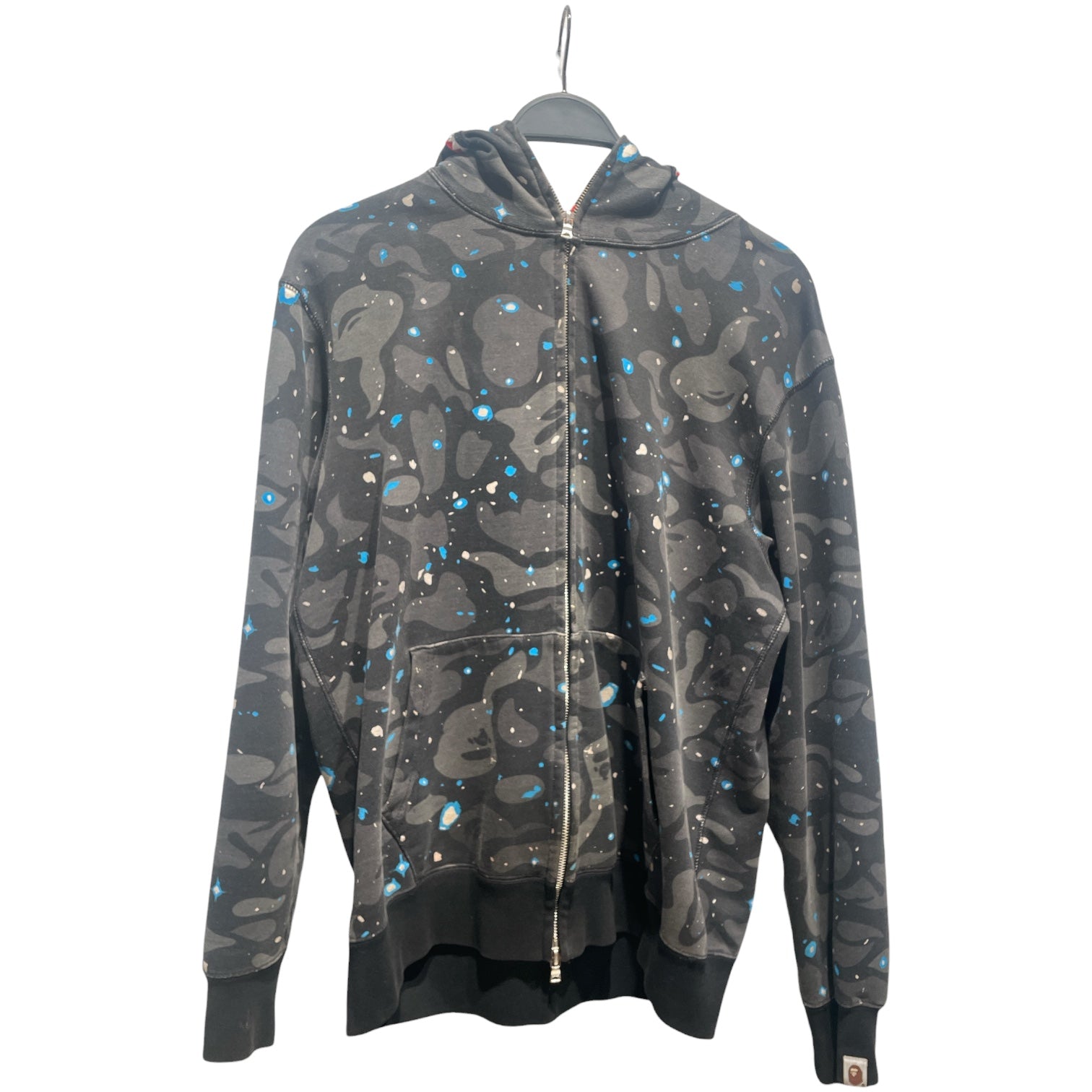 A BATHING APE/Zip Up Hoodie/L/All Over Print/Cotton/BLK/SHARK SPACE CAMO FULL ZIP view 1