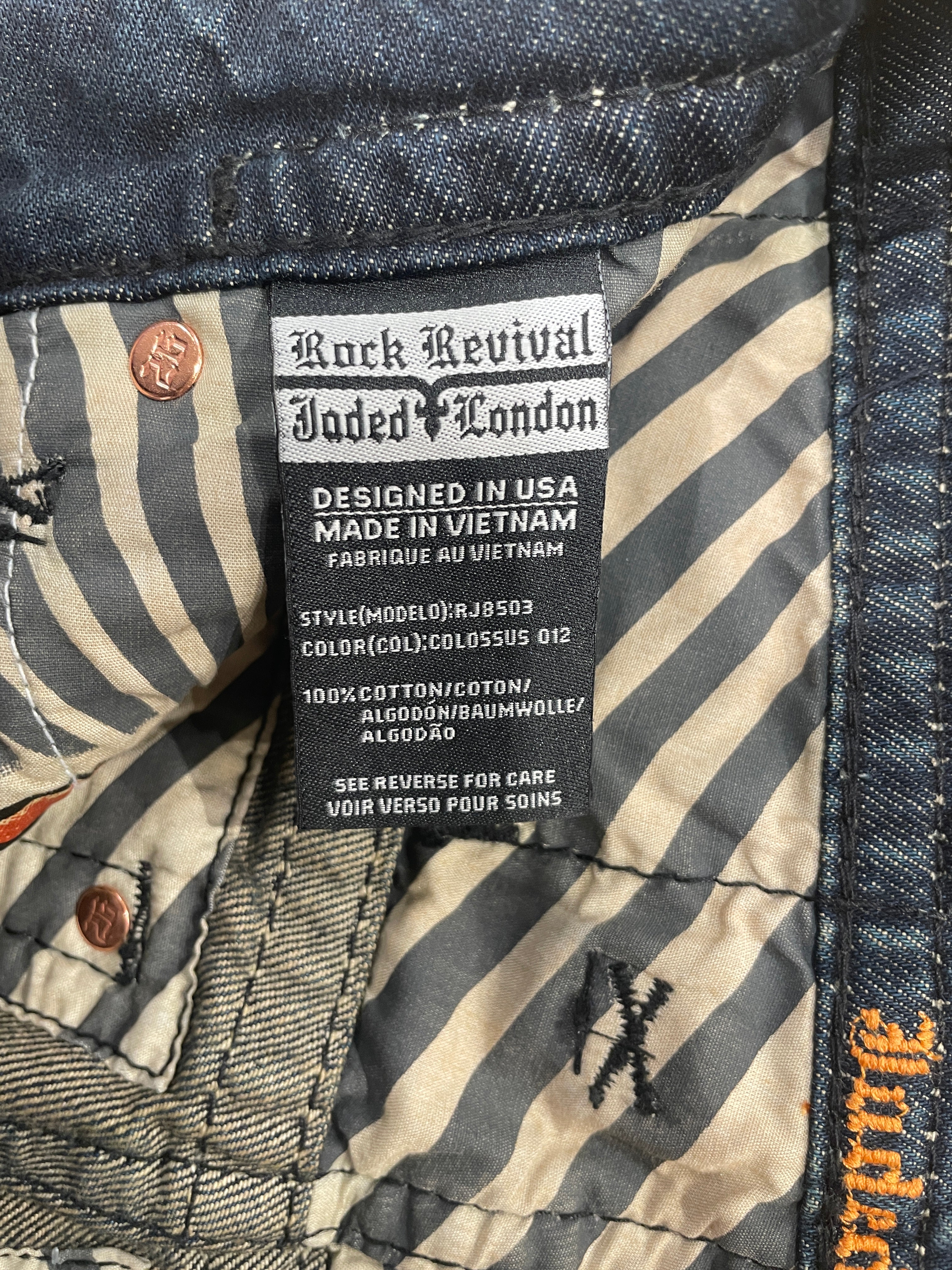 Rock Revival/JADED LONDON/Straight Pants/25/Graphic/Cotton/IDG/afflixion tattoo wing cursive view 4