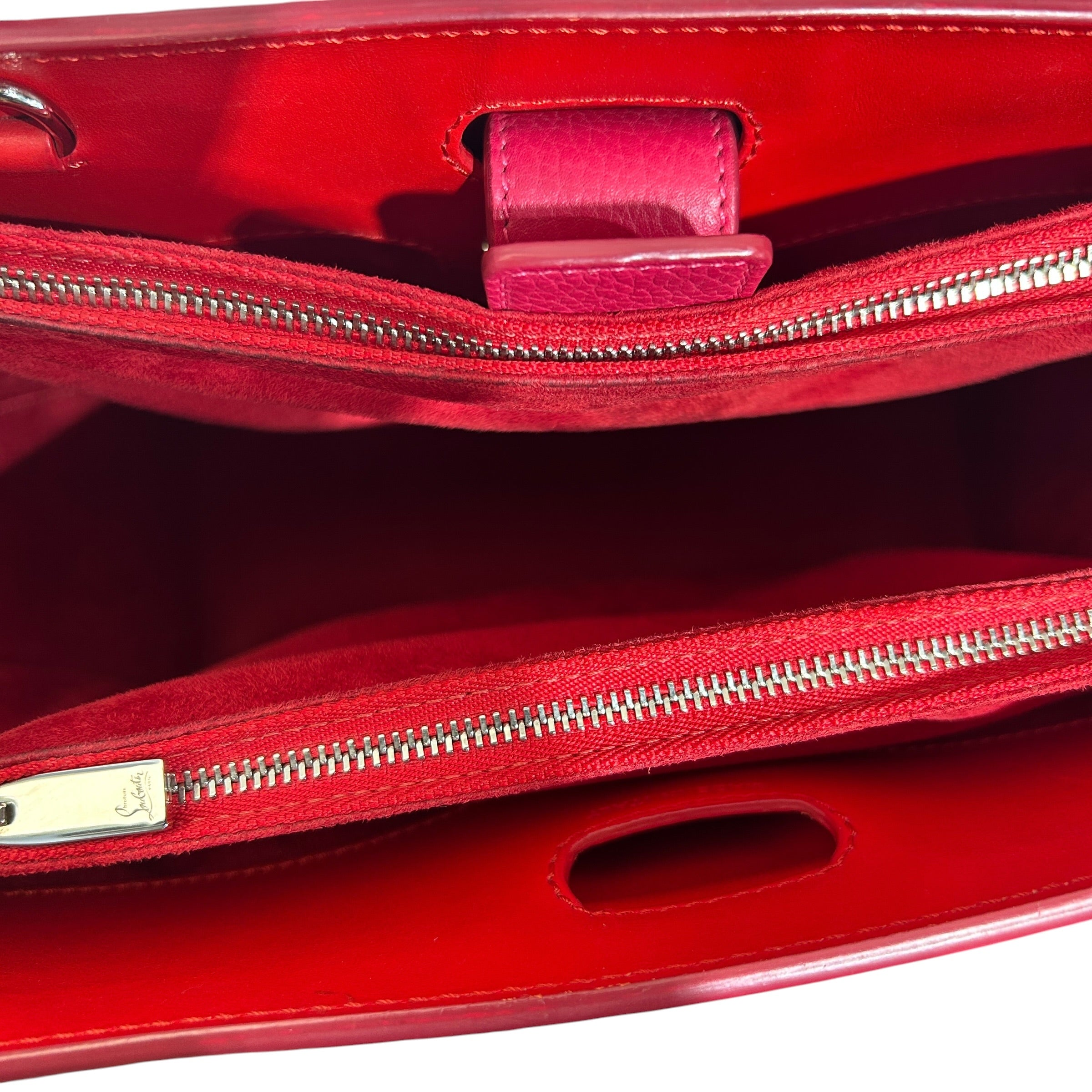 Christian Louboutin/Hand Bag/Leather/RED/paloma inner sides studs view 4