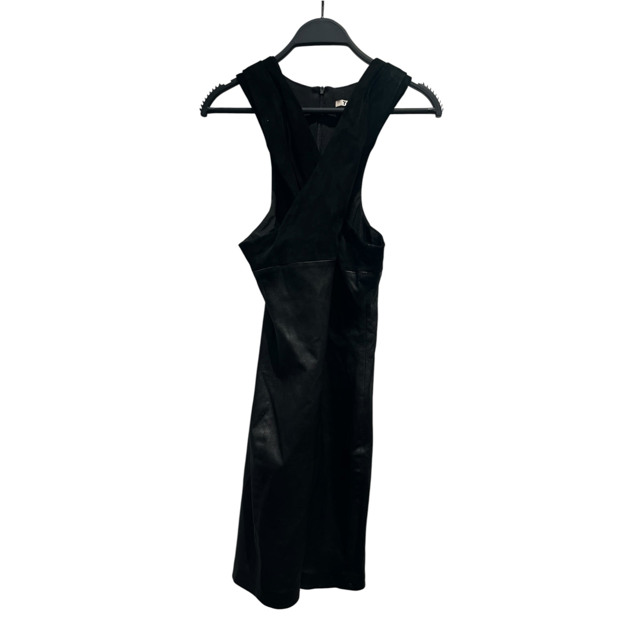 T by ALEXANDER WANG/SL Dress/8/Leather/BLK/CROSS TOP / LEATHER BOTTOM view 1