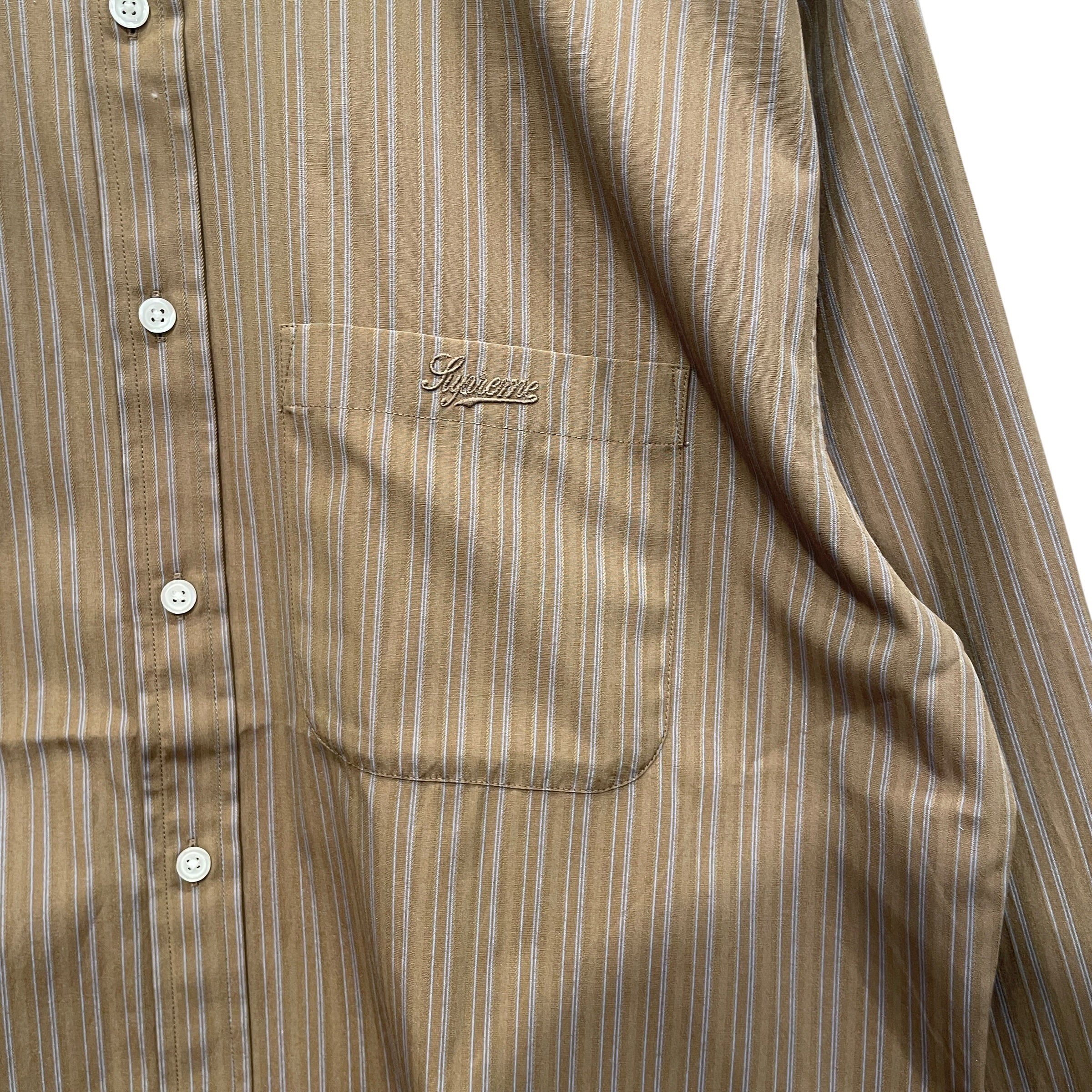 Supreme/LS Shirt/S/Polyester/BRW/Stripe/BLU STRIPE LS BUTTON DOWN view 3