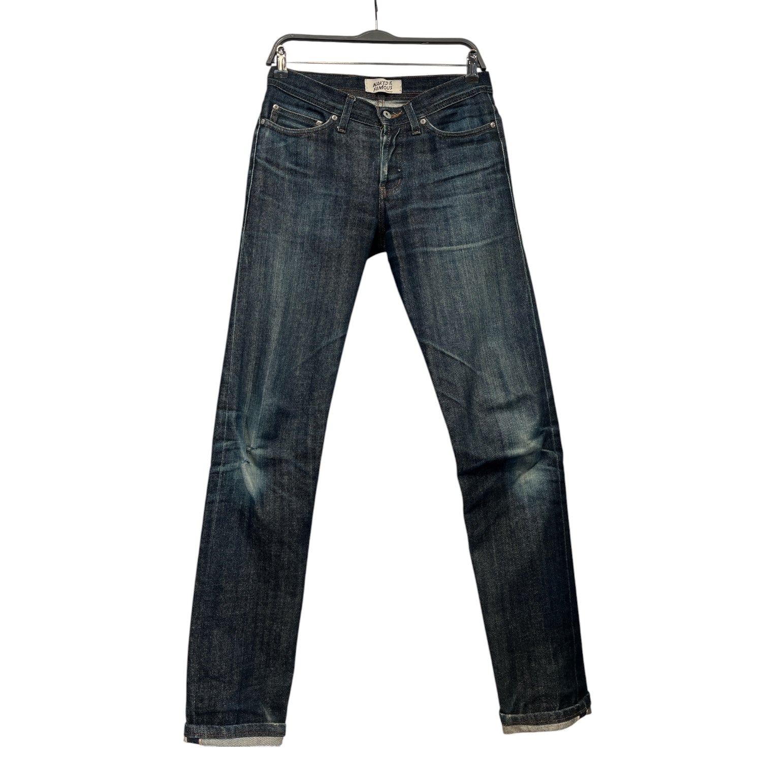 NAKED & FAMOUS DENIM/Straight Pants/29/Denim/NVY/distressed knee view 1