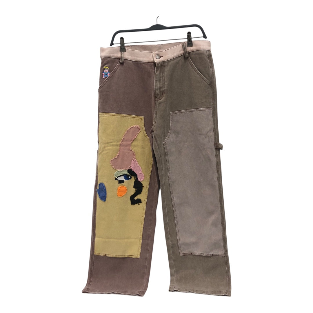KIDSUPER STUDIOS/Pants/M/Cotton/BRW/Face on Right Leg view 1