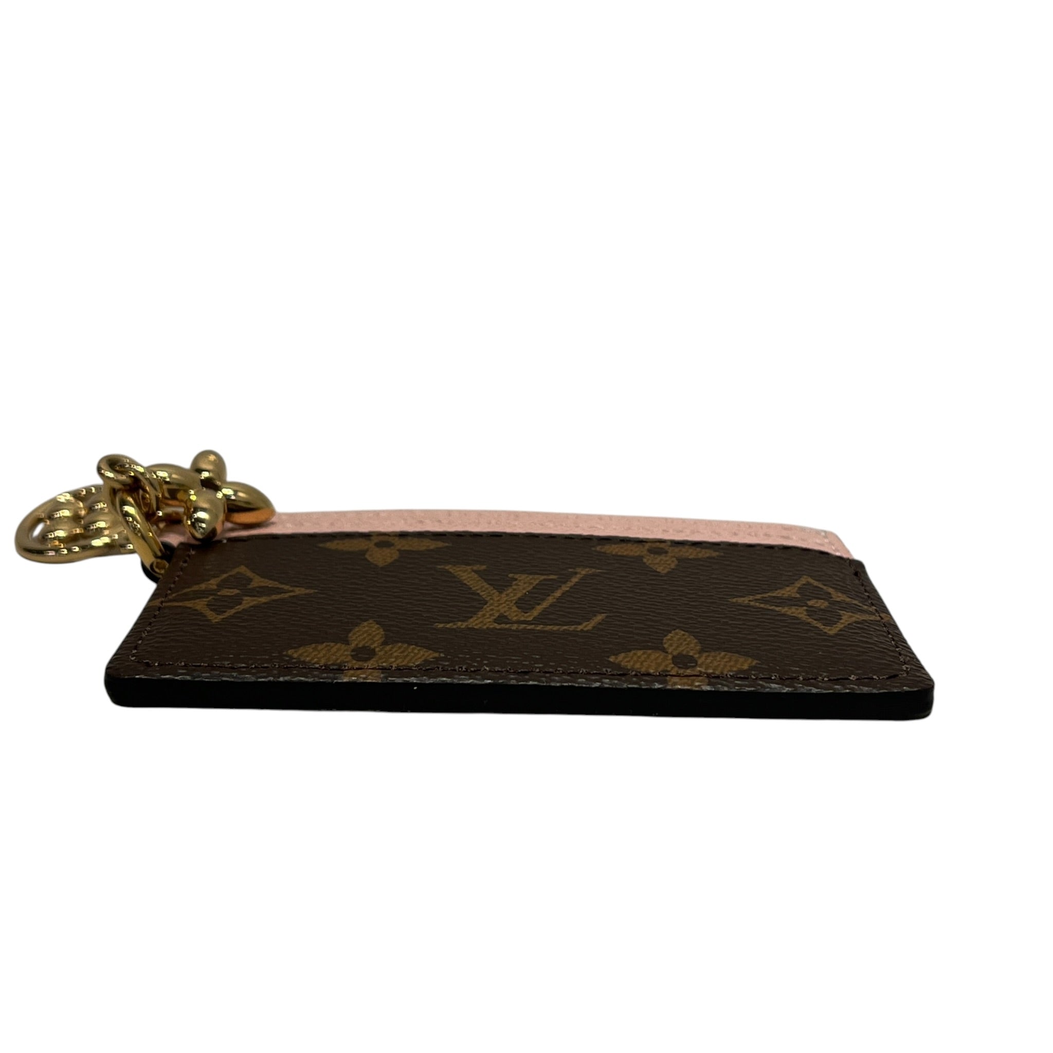 LOUIS VUITTON/Coin Wallet/Monogram/Leather/BRW/L's/MONOGRAM CARDHOLDER/CHARMS/PNK view 3