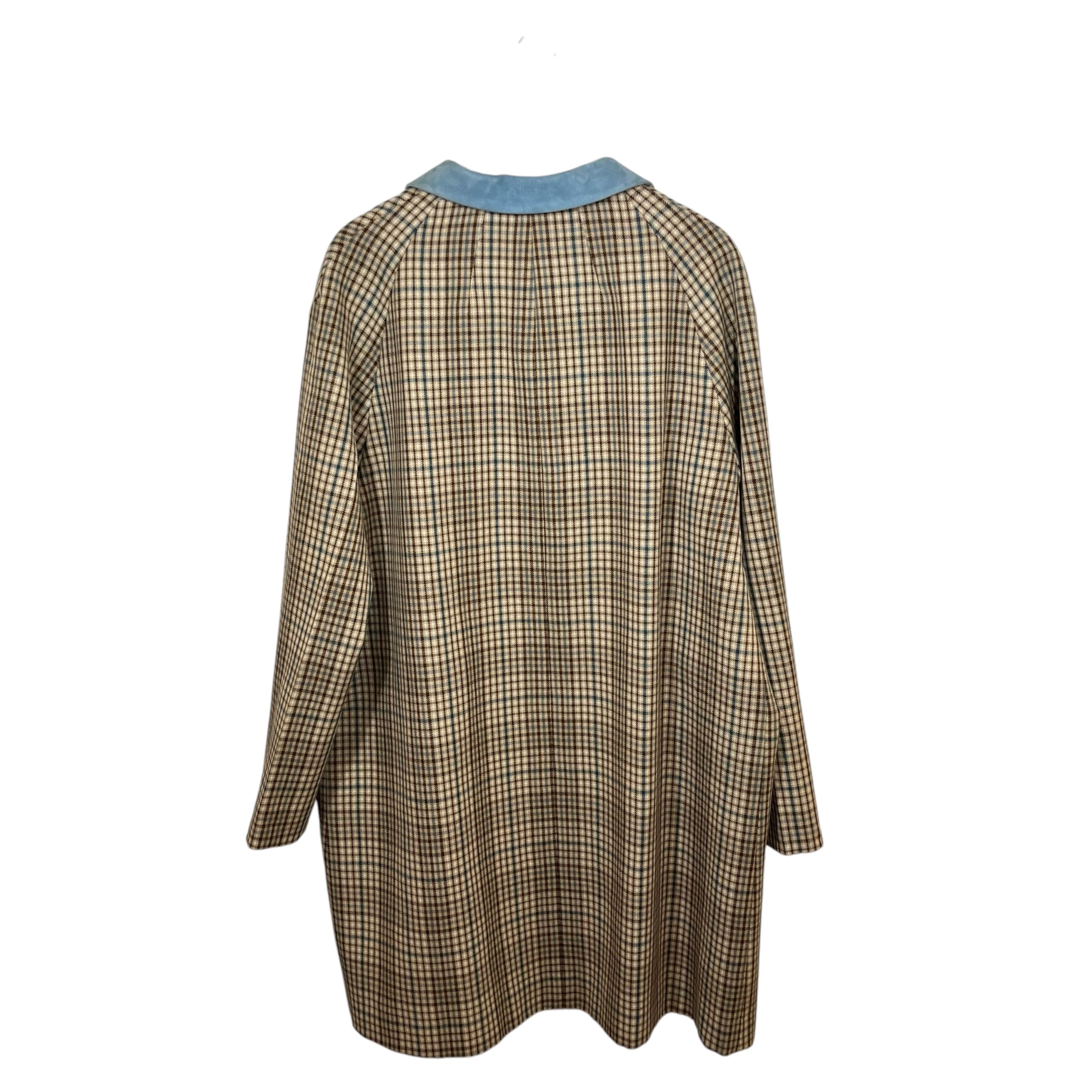 MARNI/Coat/46/Plaid/Wool/KHK/Single Breasted/Plaid Blue Suede Collar view 2